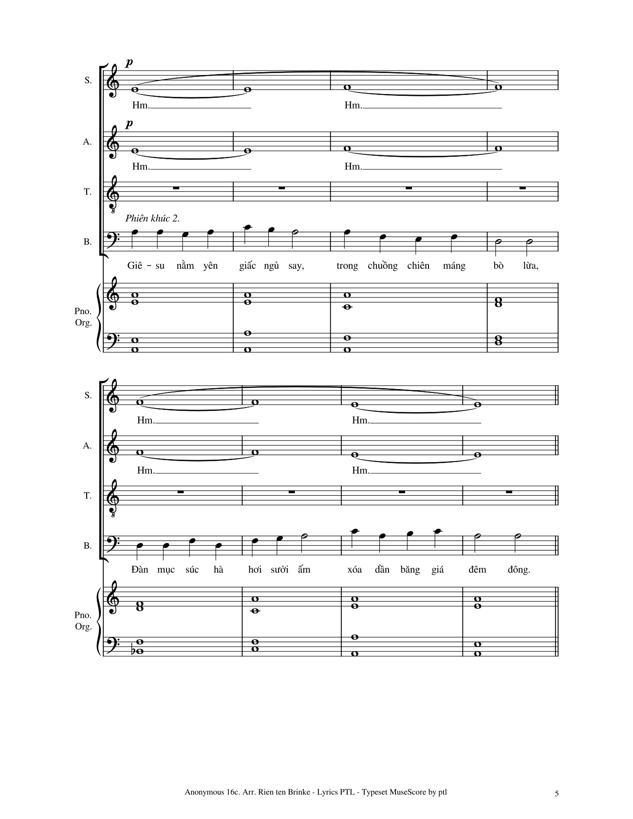 Page 5 of the piano sheet music PDF – Vui Lên Nào (4 bè SATB, GAUDETE) by Giang Tâm