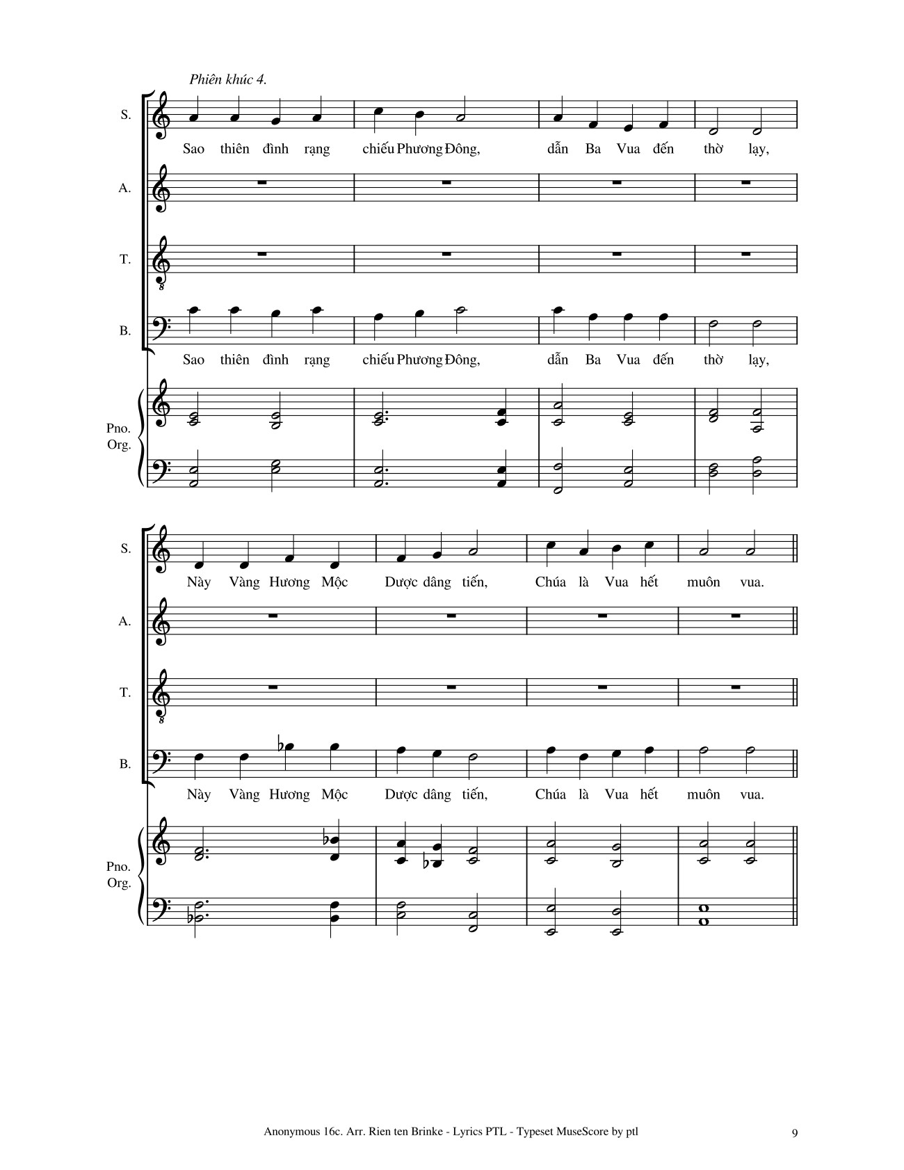 Page 9 of the piano sheet music PDF – Vui Lên Nào (4 bè SATB, GAUDETE) by Giang Tâm