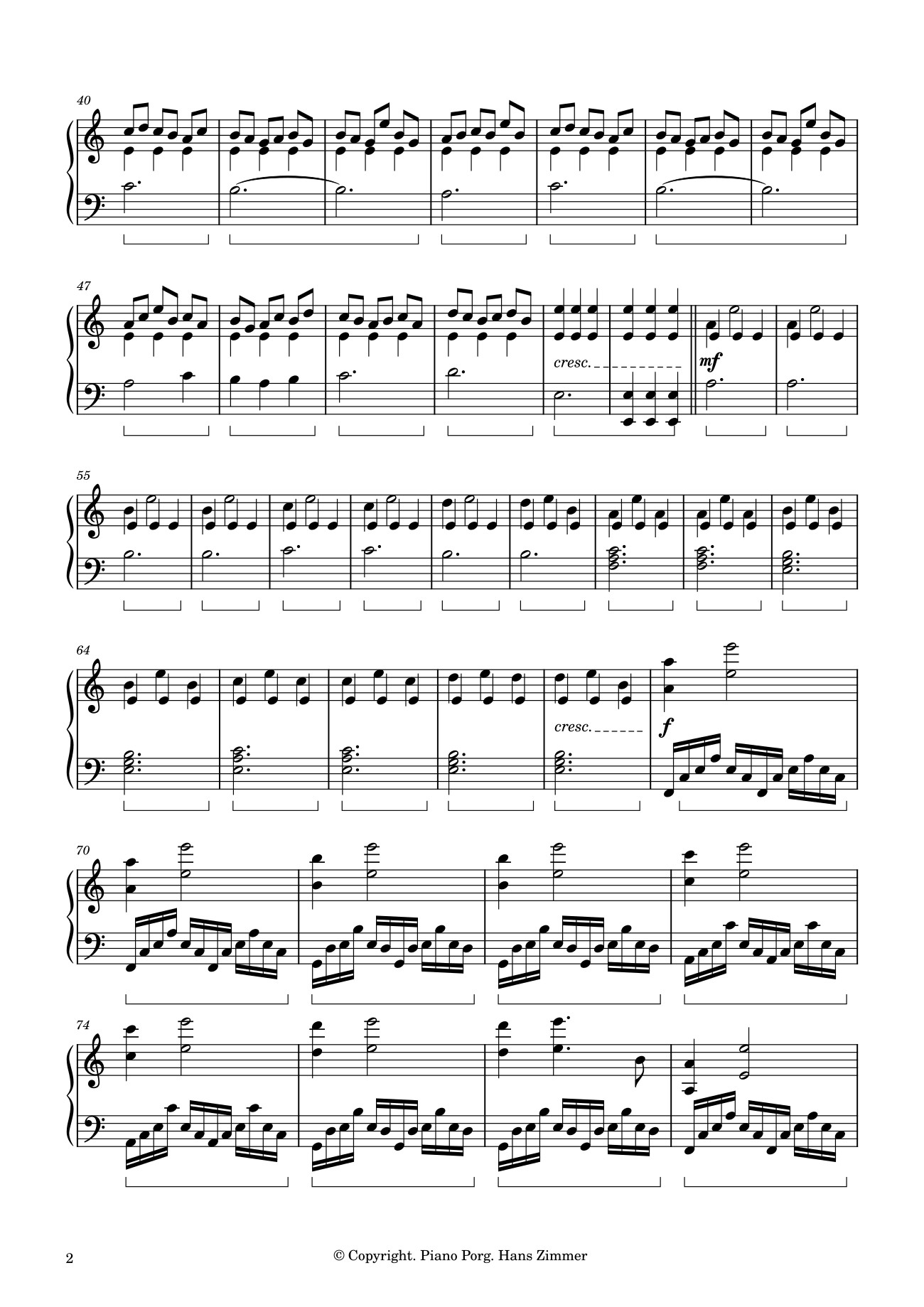 Page 2 of the piano sheet music PDF Piano – Interstellar Piano Sheet by Hans Zimmer