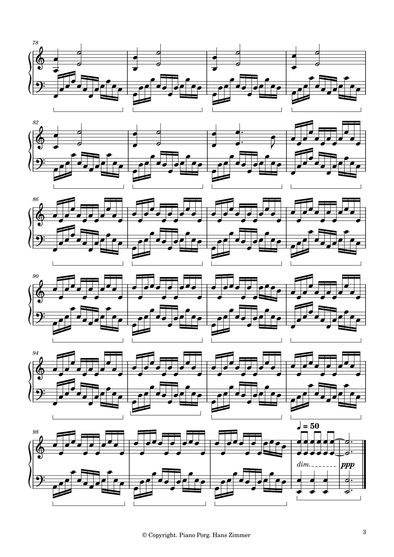 Page 3 of the piano sheet music PDF Piano – Interstellar Piano Sheet by Hans Zimmer