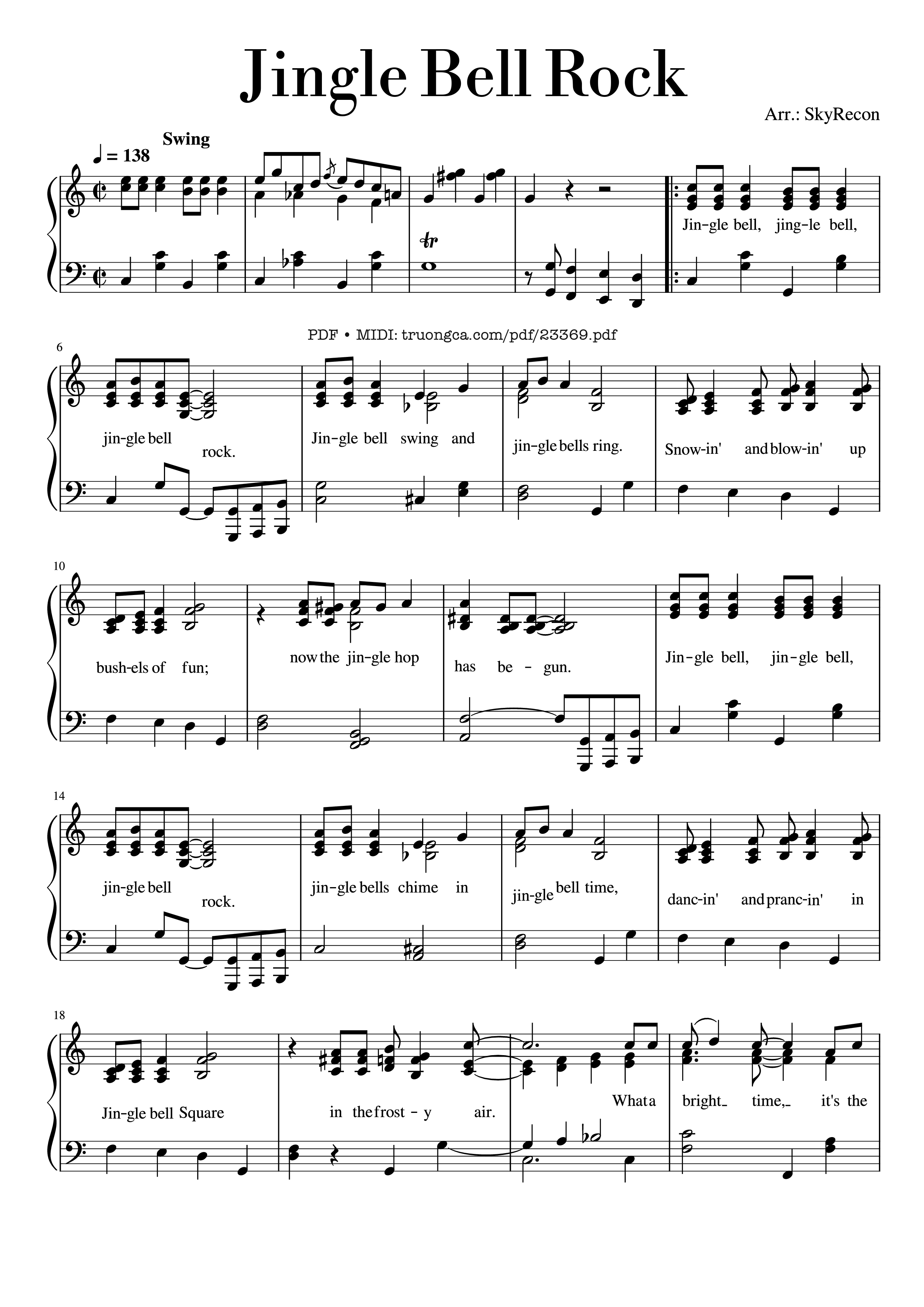 Page 1 of the piano sheet music PDF – Jingle Bell Rock Sheet Piano by SkyRecon5000