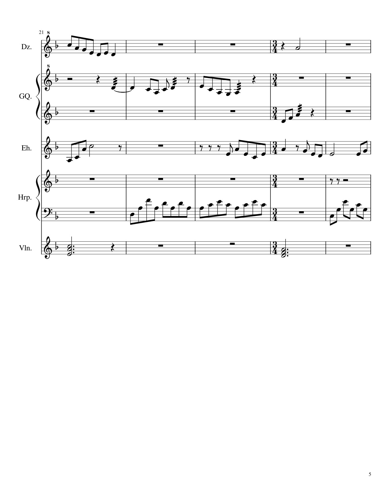 Page 5 of the piano sheet music PDF – Traditional Chinese Music Sheet Violin by TheLight OI