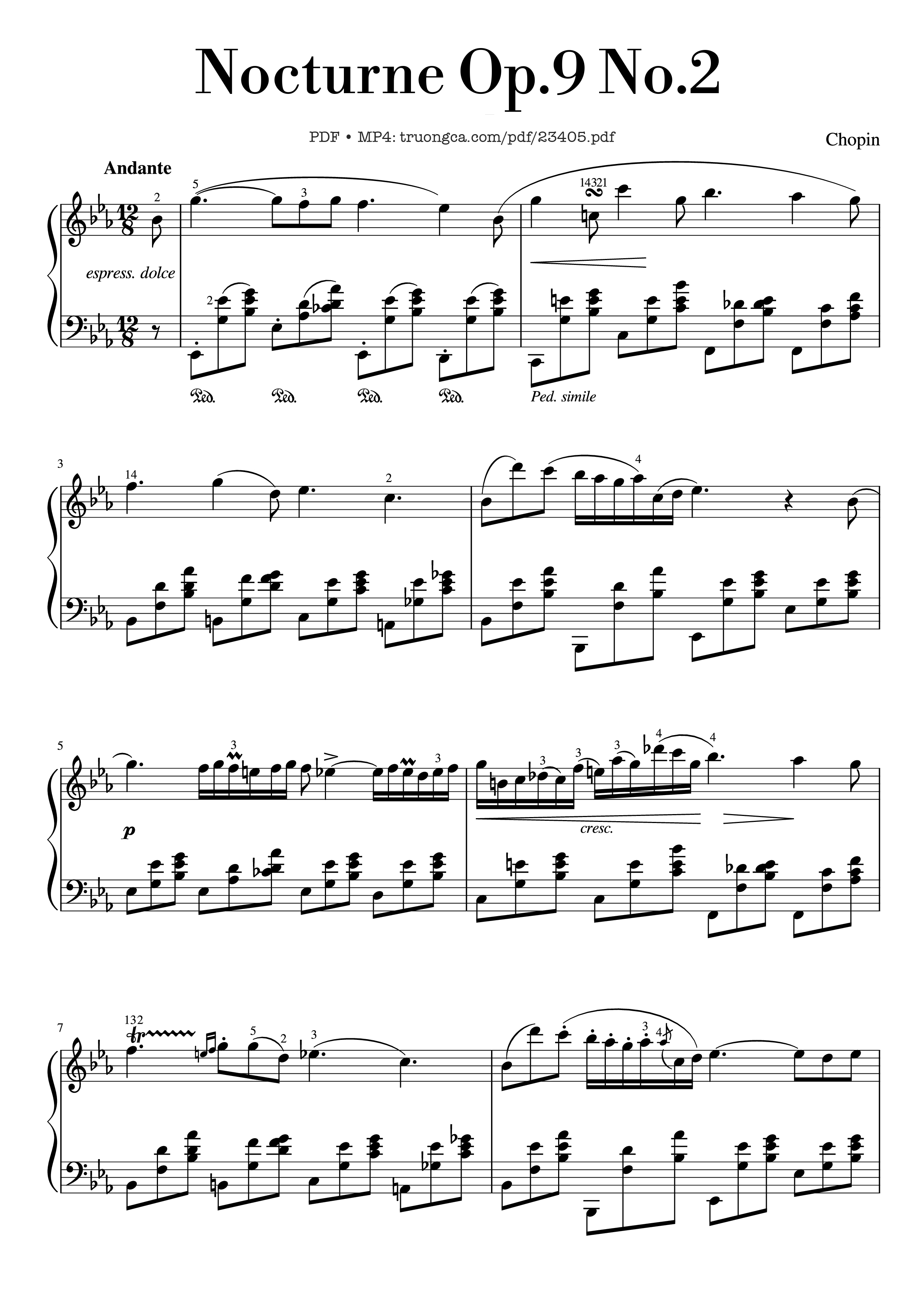 Page 1 of the piano sheet music PDF – Nocturne Op.9 No.2 Sheet Piano by Chopin