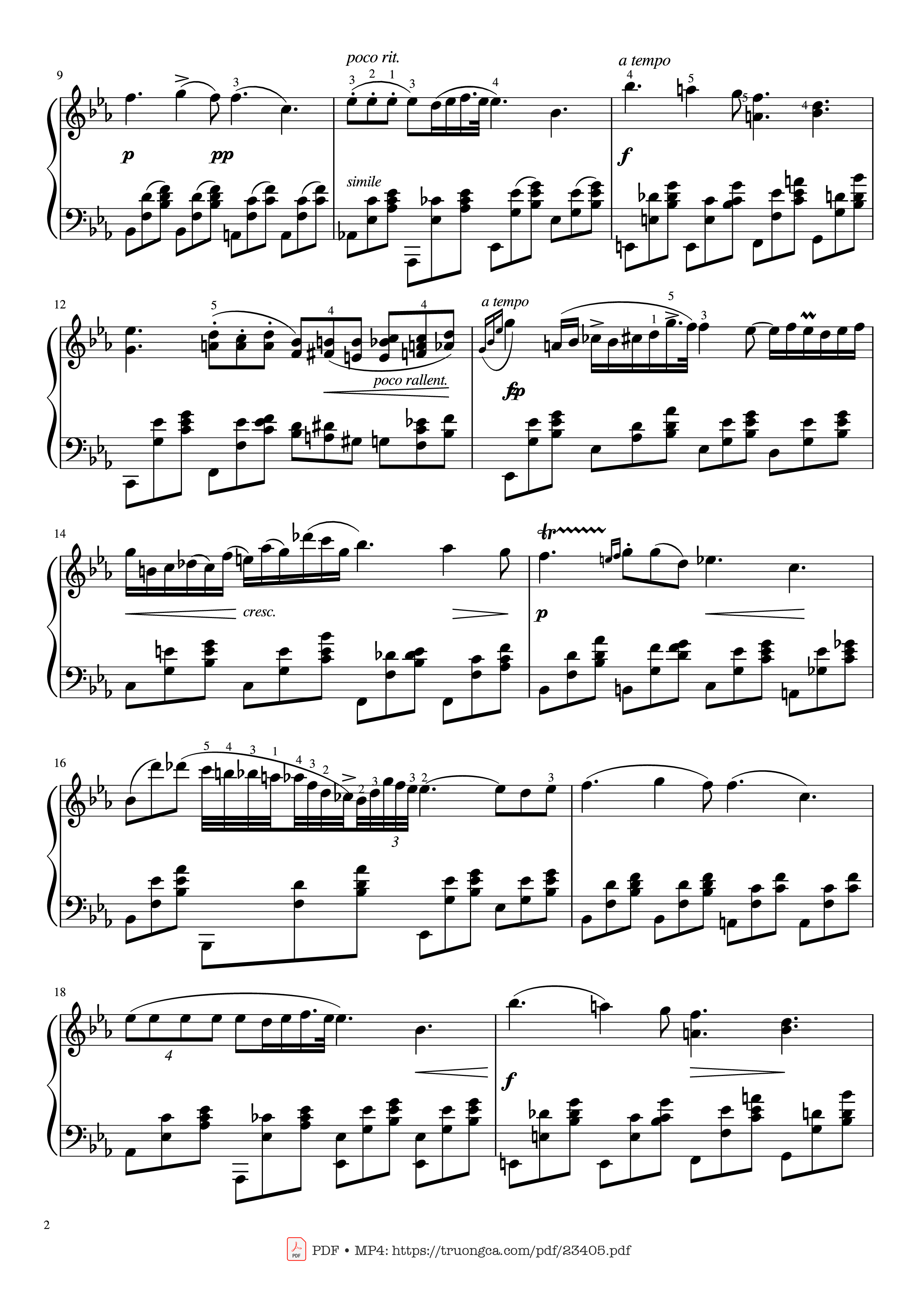 Page 2 of the piano sheet music PDF – Nocturne Op.9 No.2 Sheet Piano by Chopin