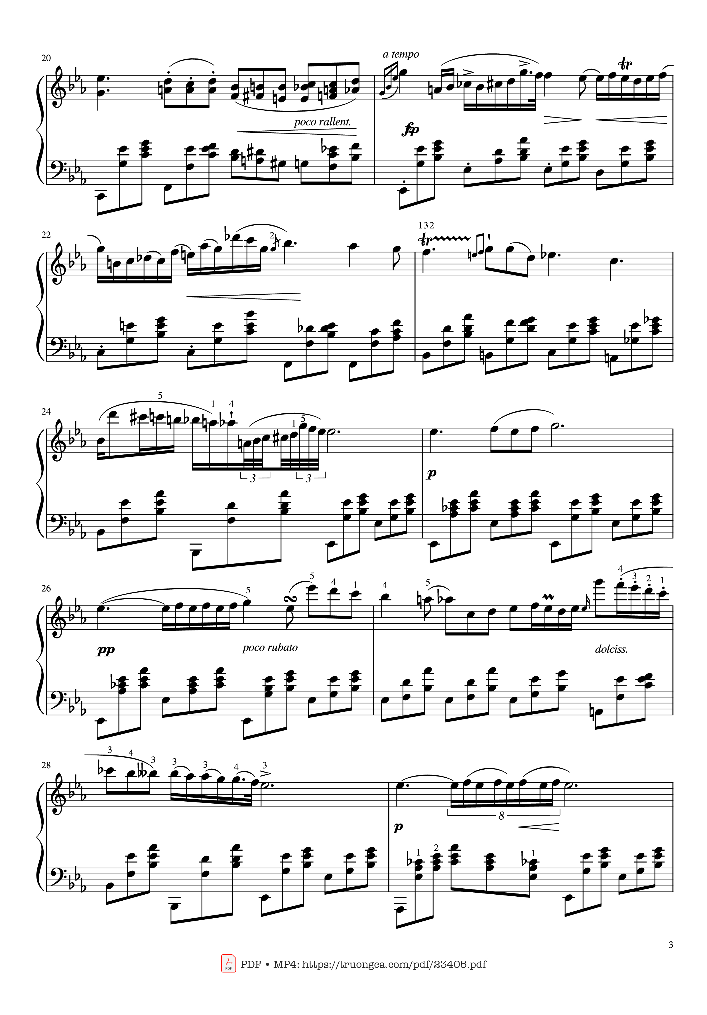 Page 3 of the piano sheet music PDF – Nocturne Op.9 No.2 Sheet Piano by Chopin