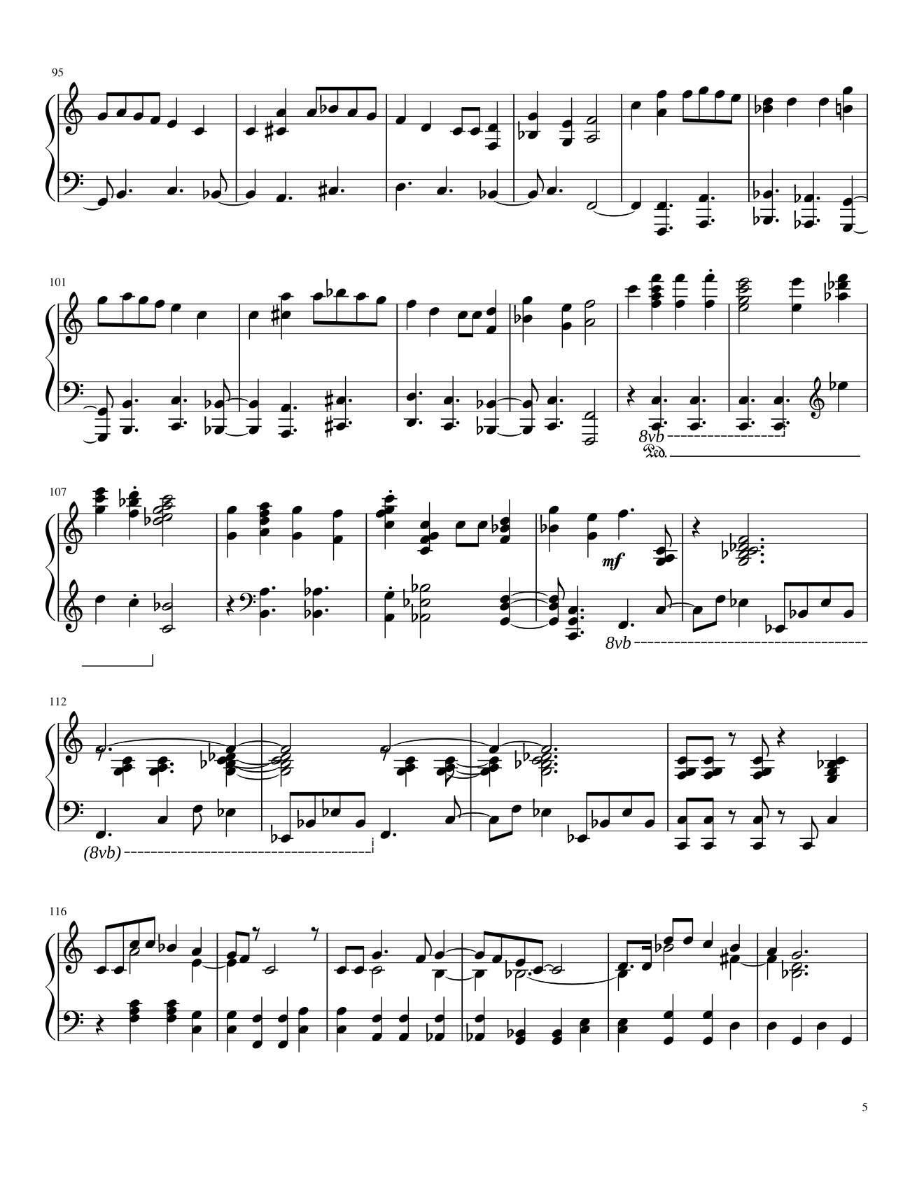 Page 5 of the piano sheet music PDF – Chirstmas Music Mashup Sheet Piano by Bapokin