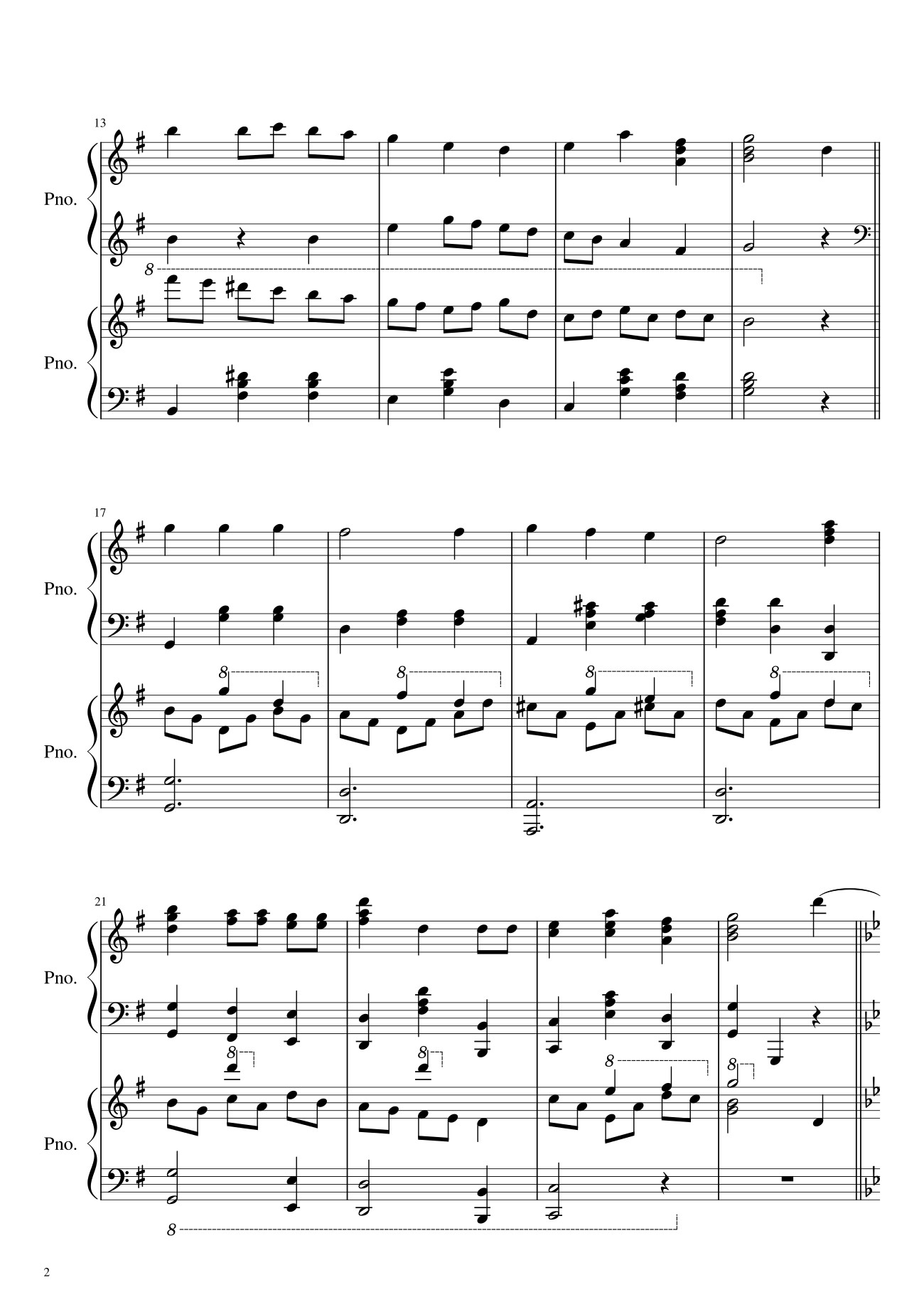 Page 2 of the piano sheet music PDF – We Wish You A Merry Christmas Sheet Piano by Hazel Nguyen