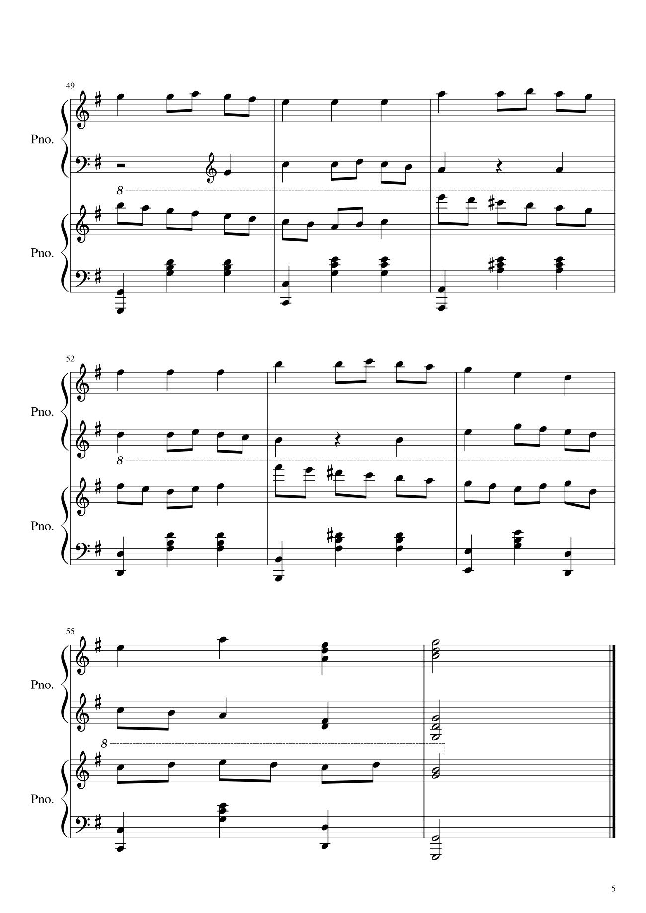 Page 5 of the piano sheet music PDF – We Wish You A Merry Christmas Sheet Piano by Hazel Nguyen