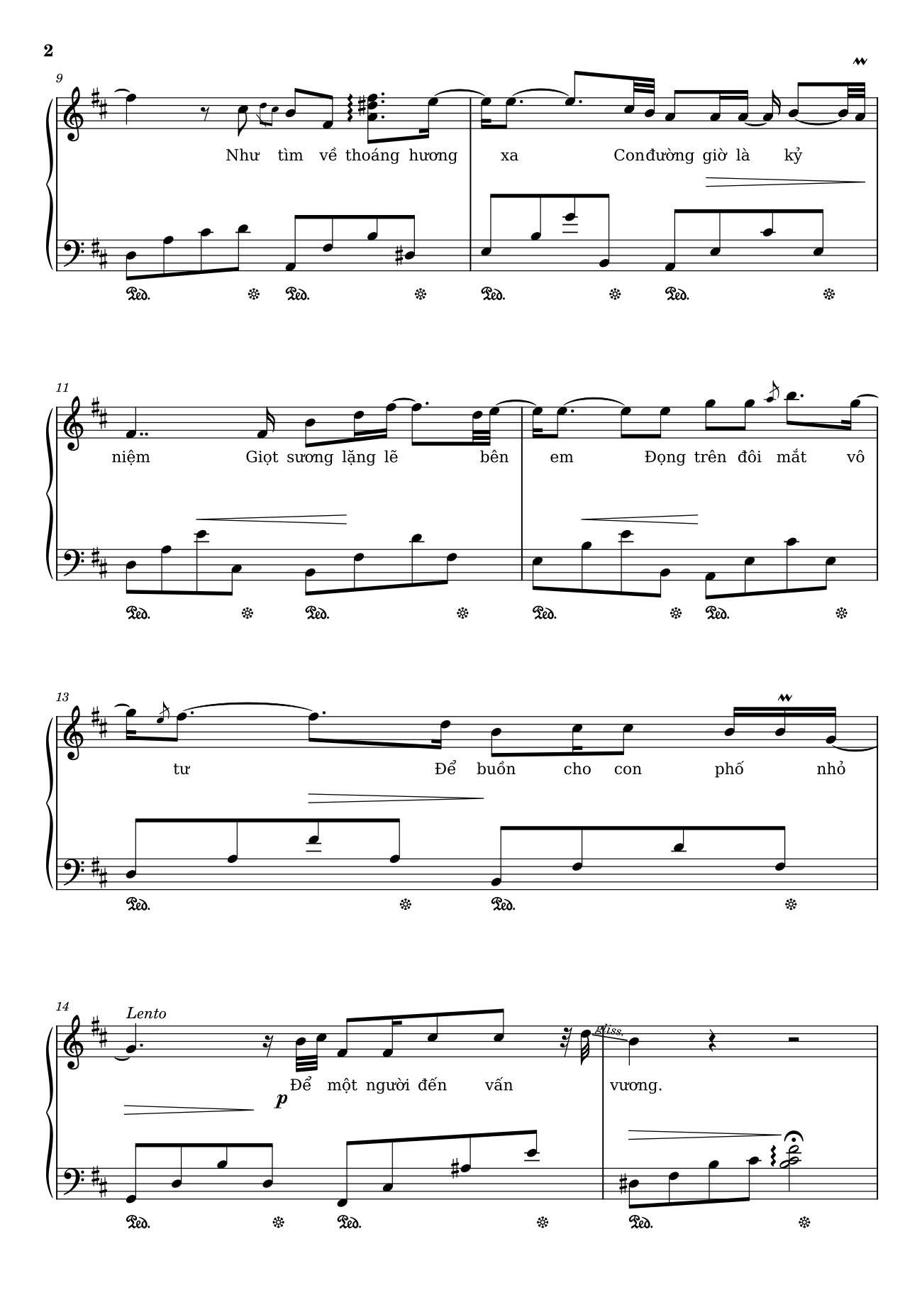 Page 2 of the piano sheet music PDF – Phố xa Sheet Piano by Lê Quốc Thắng