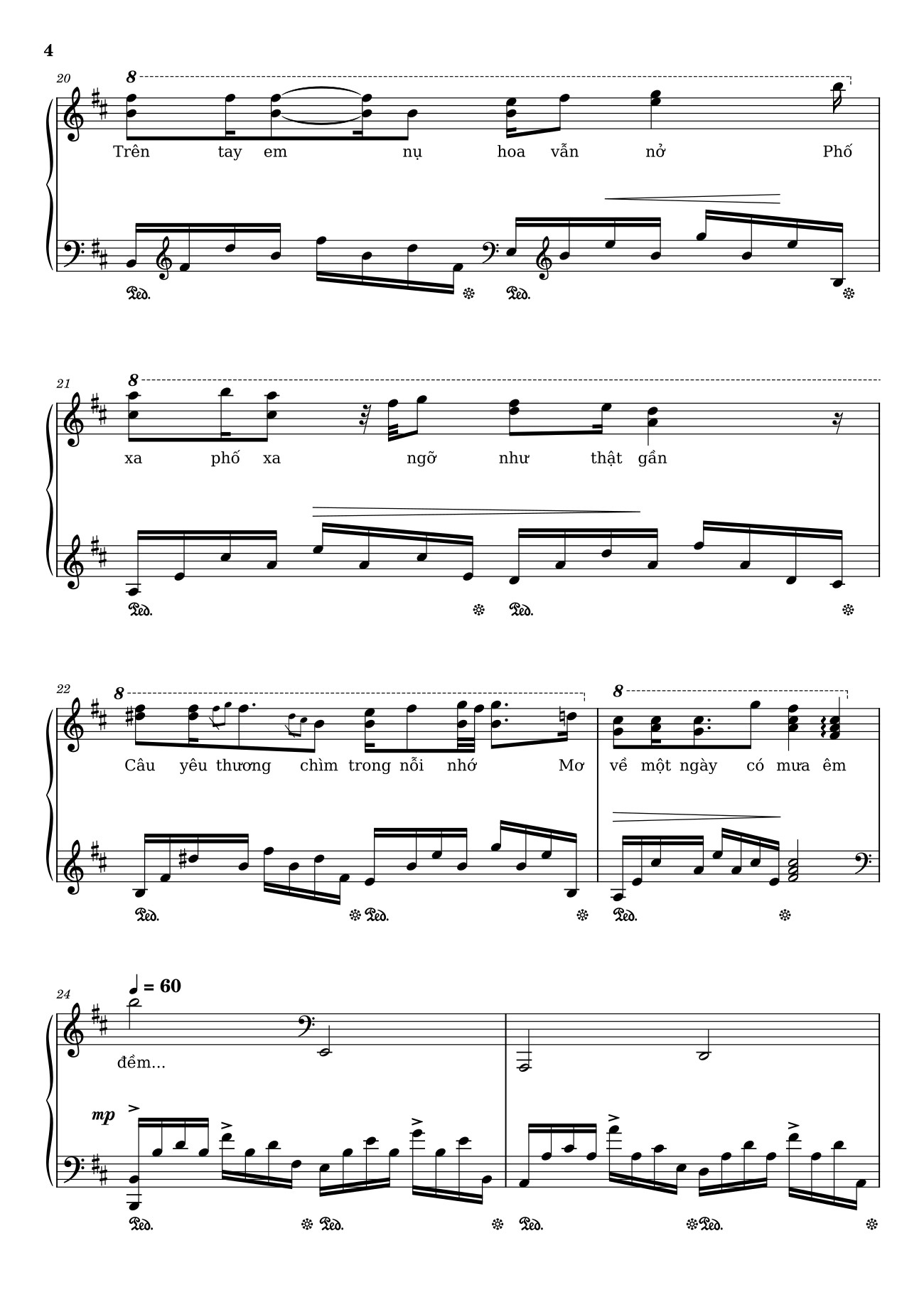 Page 4 of the piano sheet music PDF – Phố xa Sheet Piano by Lê Quốc Thắng