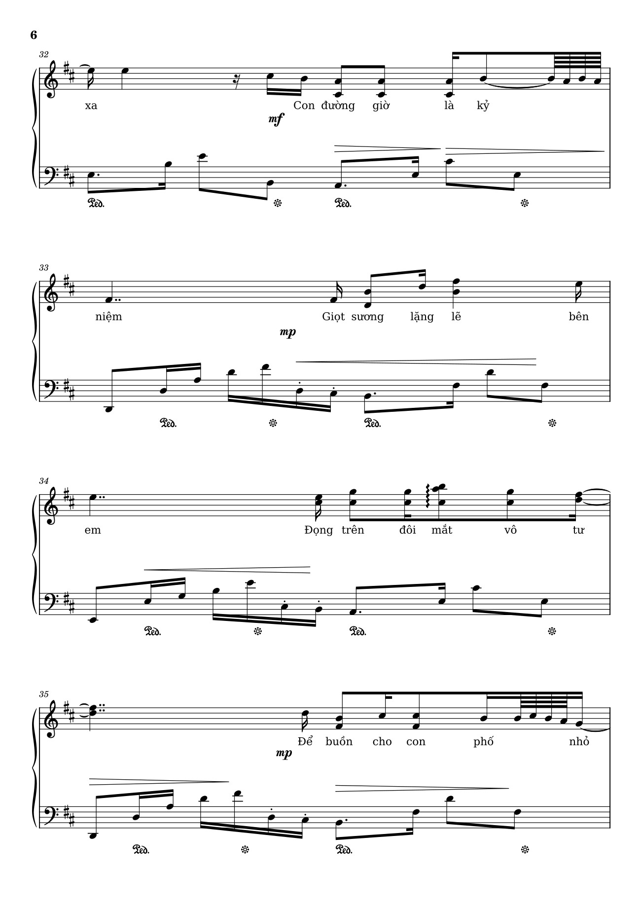 Page 6 of the piano sheet music PDF – Phố xa Sheet Piano by Lê Quốc Thắng