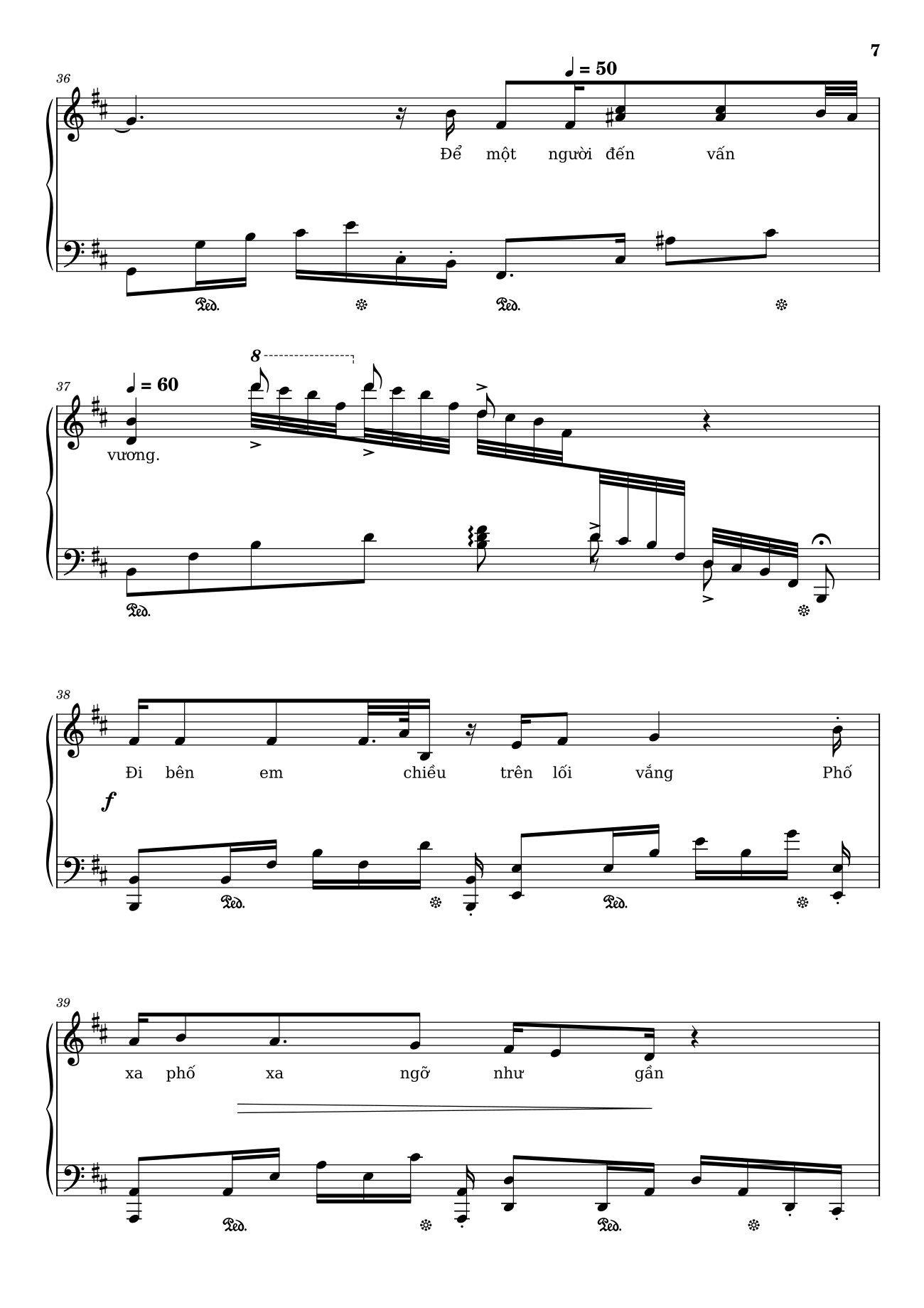 Page 7 of the piano sheet music PDF – Phố xa Sheet Piano by Lê Quốc Thắng