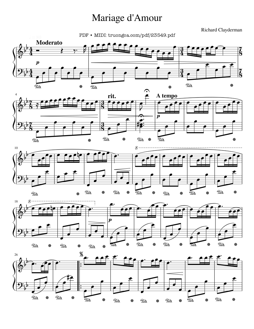 Page 1 of the piano sheet music PDF – Mariage d