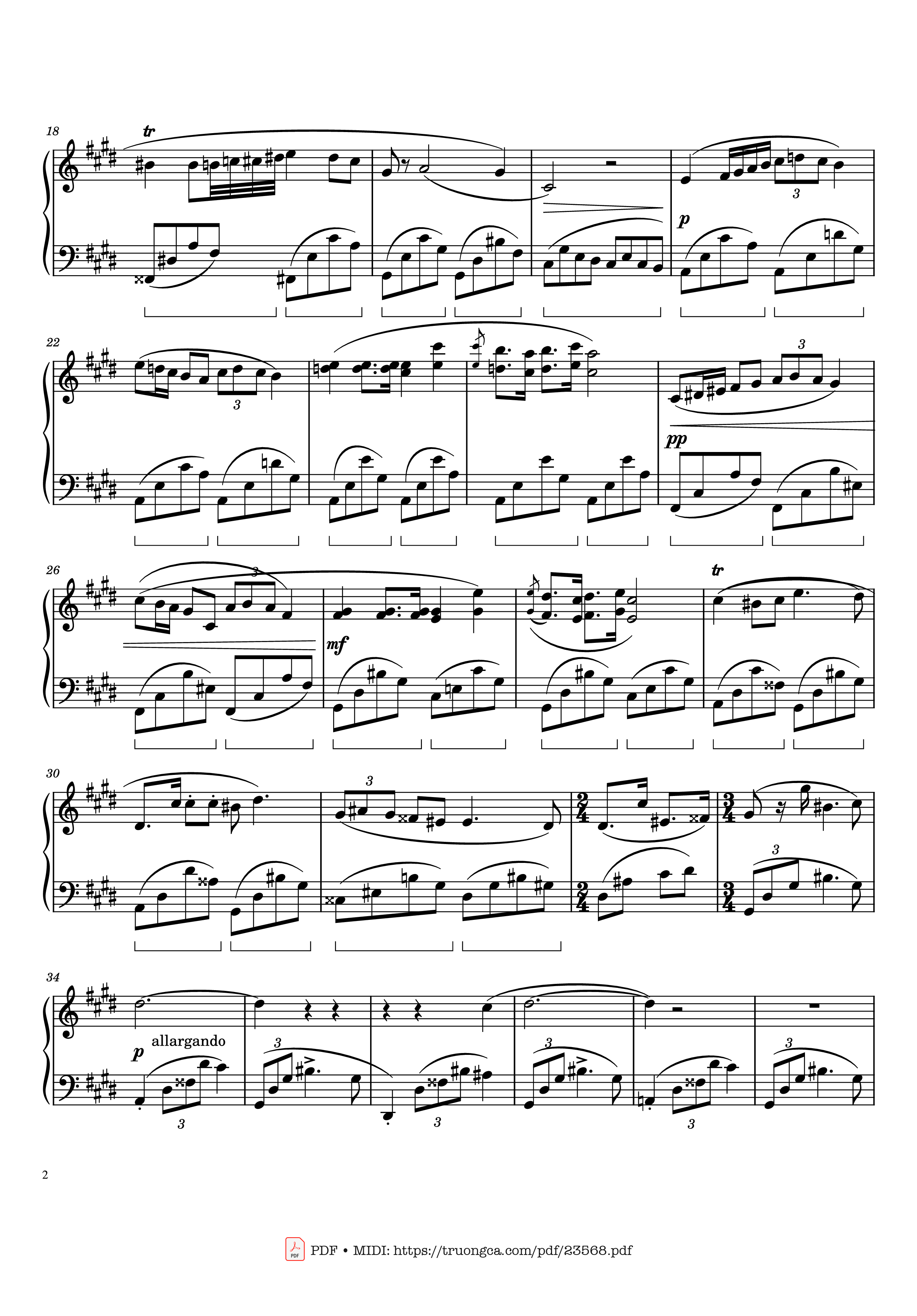 Page 2 of the piano sheet music PDF Piano – Chopin Nocturne in C sharp Minor Sheet Piano by Frédéric Chopin