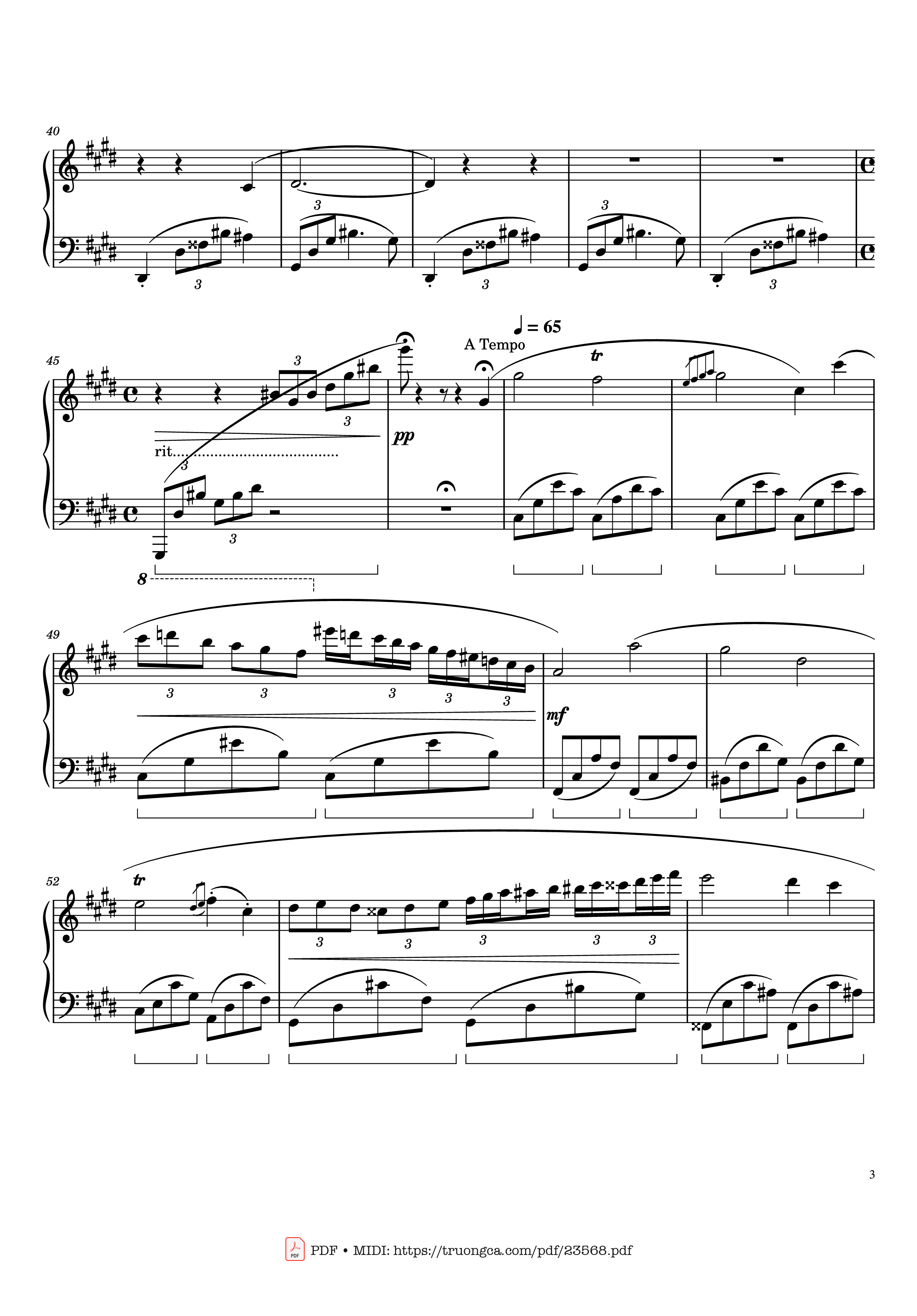 Page 3 of the piano sheet music PDF Piano – Chopin Nocturne in C sharp Minor Sheet Piano by Frédéric Chopin