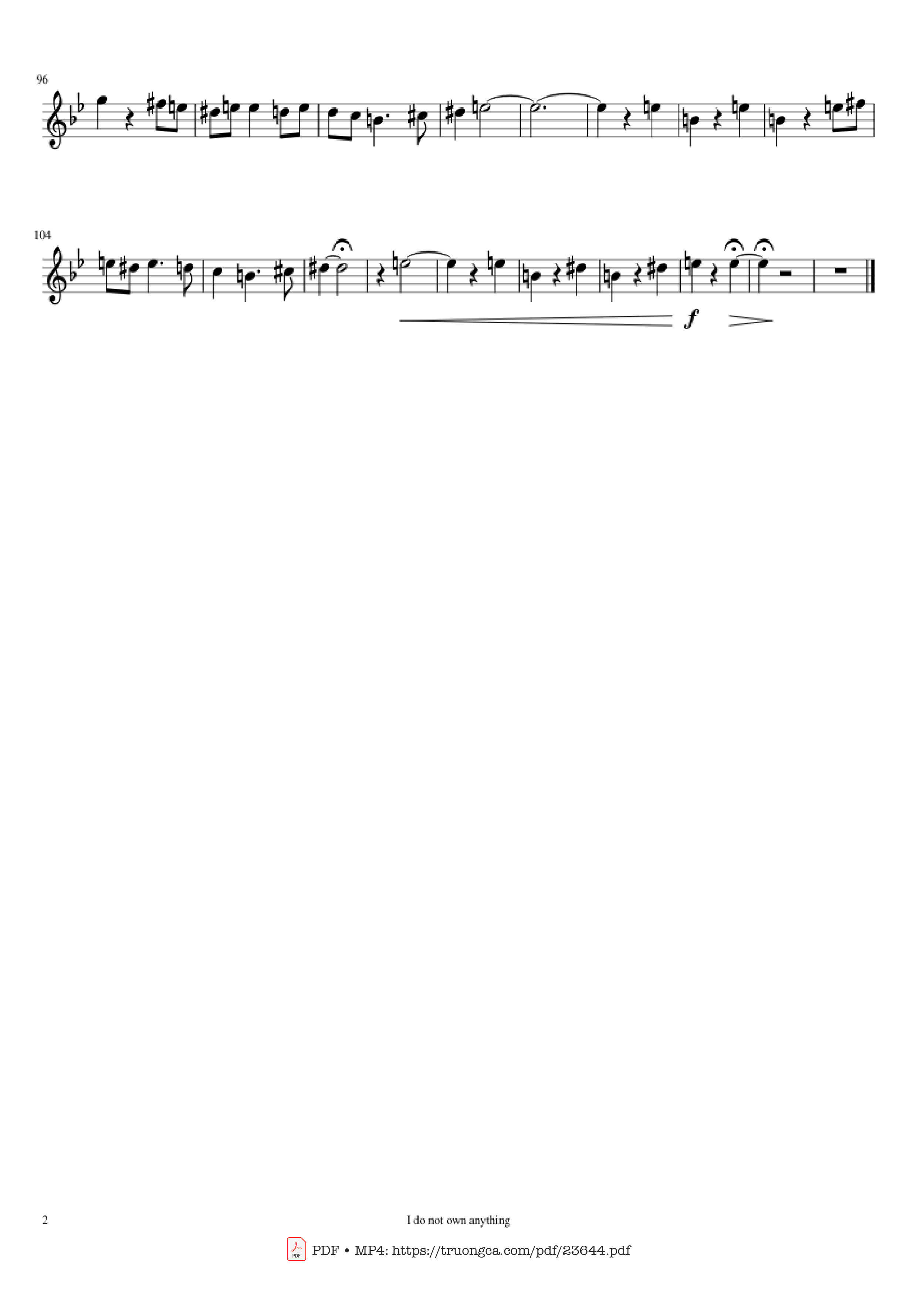 Page 2 of the piano sheet music PDF – Merry Go Round of Life Sheet Violin by Joe Hisaishi
