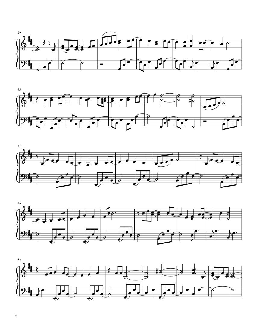 Page 2 of the piano sheet music PDF – Mary Did You Know Sheet Piano by Techdude