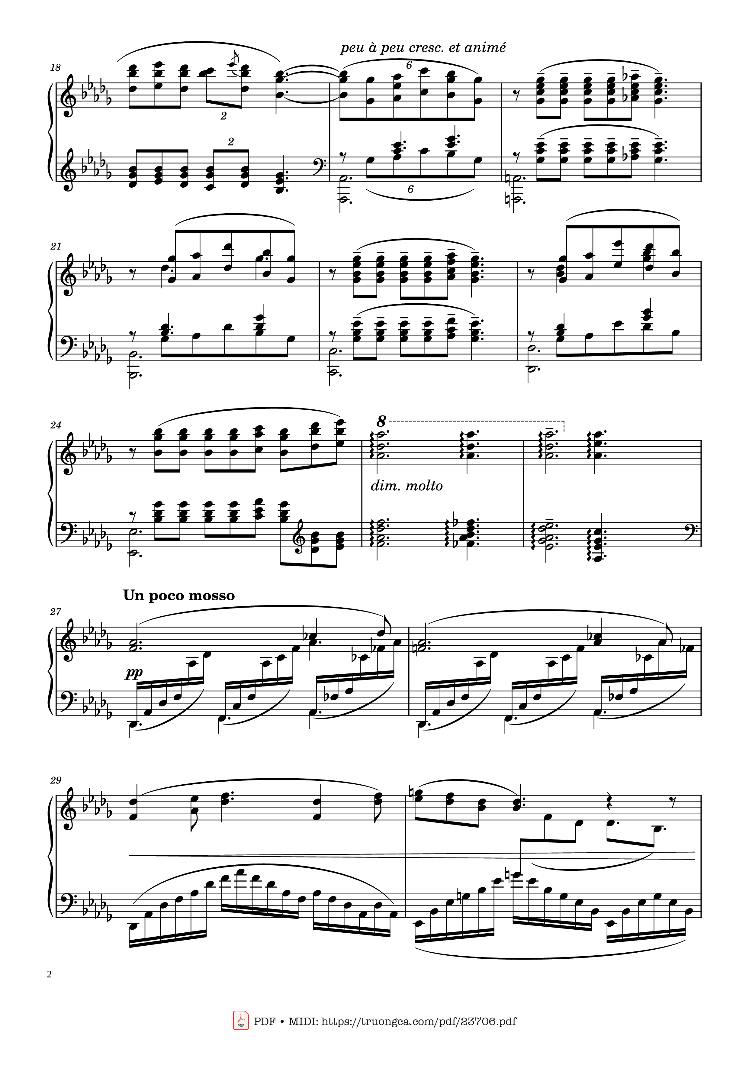 Page 2 of the piano sheet music PDF – Clair de Lune Sheet Piano by Claude Debussy