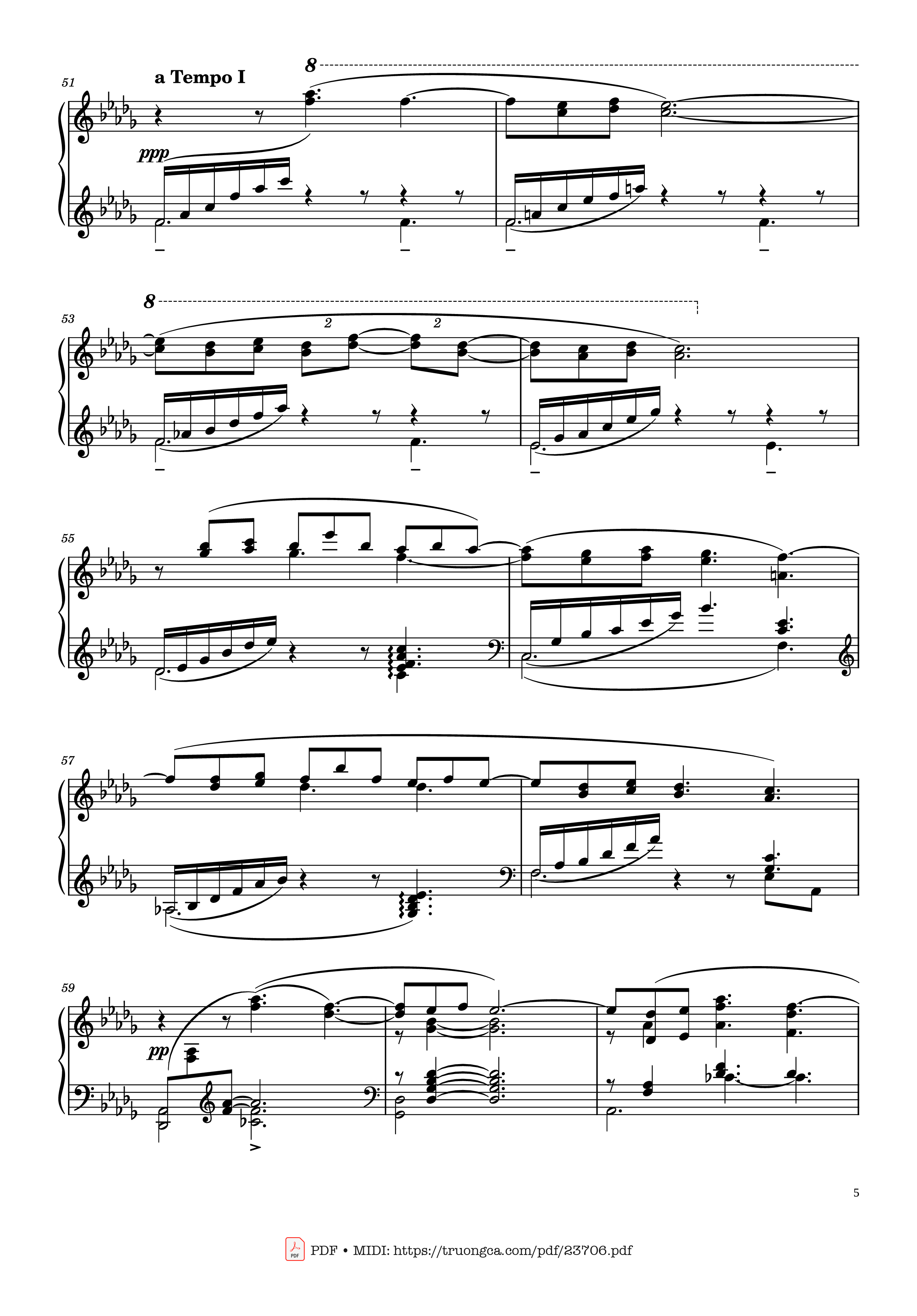Page 5 of the piano sheet music PDF – Clair de Lune Sheet Piano by Claude Debussy