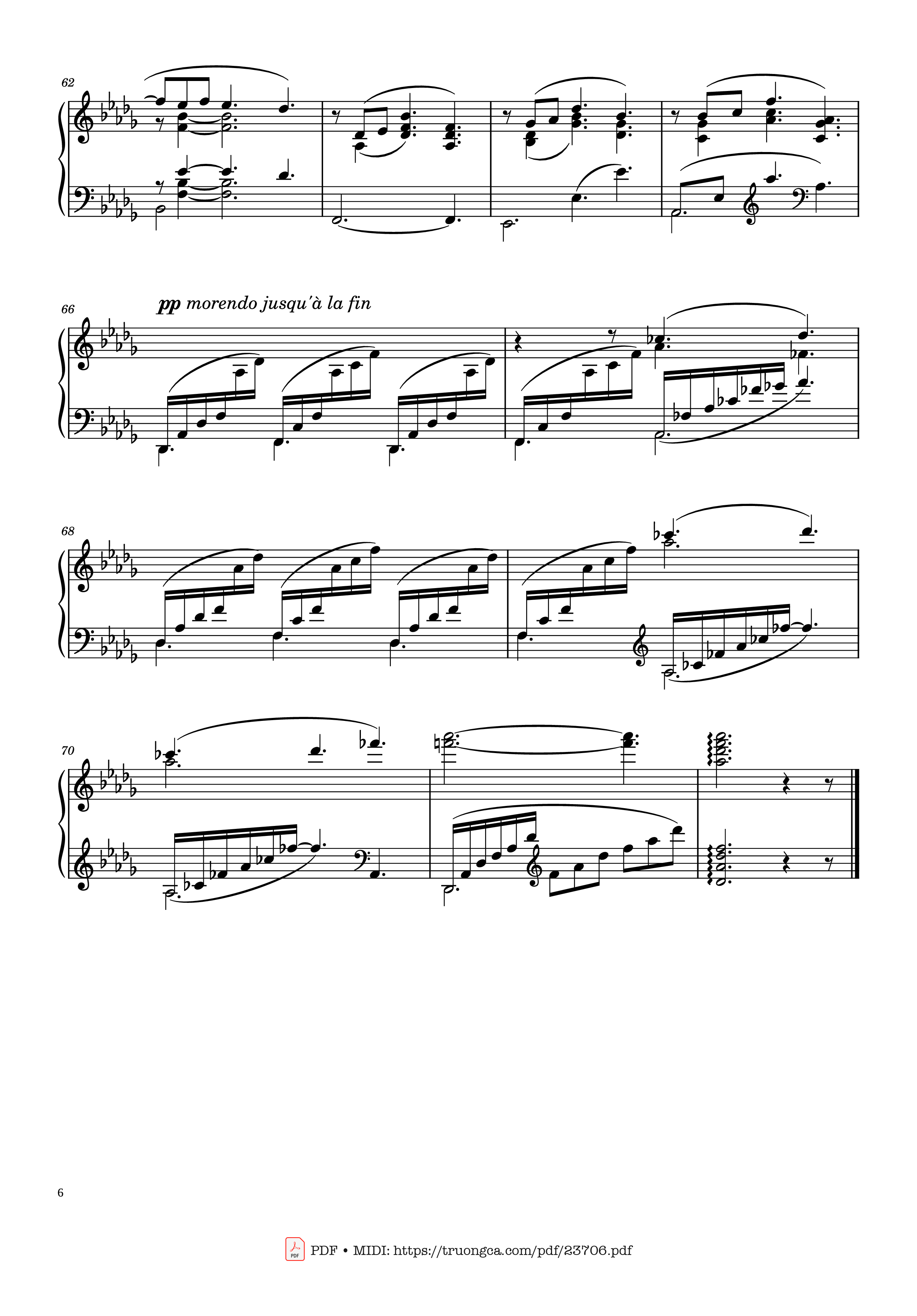 Page 6 of the piano sheet music PDF – Clair de Lune Sheet Piano by Claude Debussy