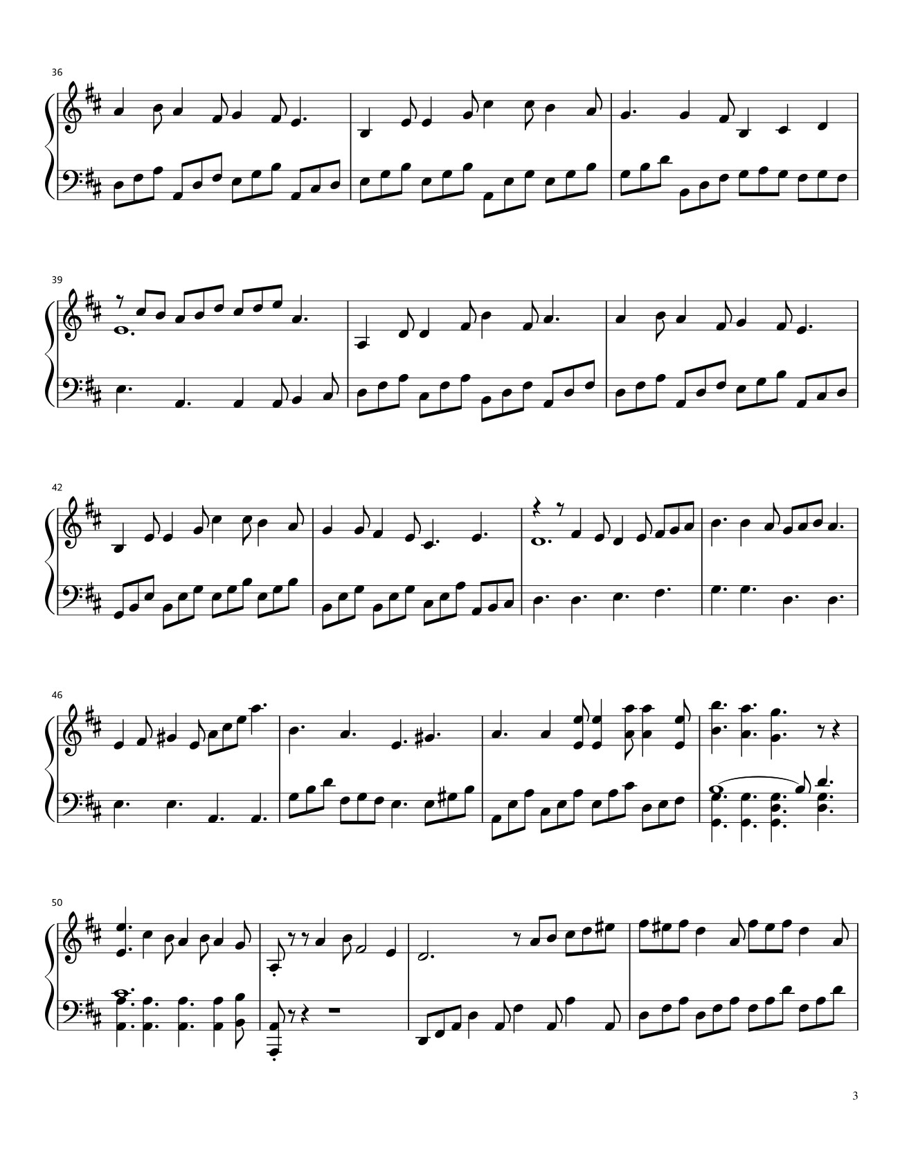 Page 3 of the piano sheet music PDF – Doraemon no Uta Sheet Piano by Vũ Dũng