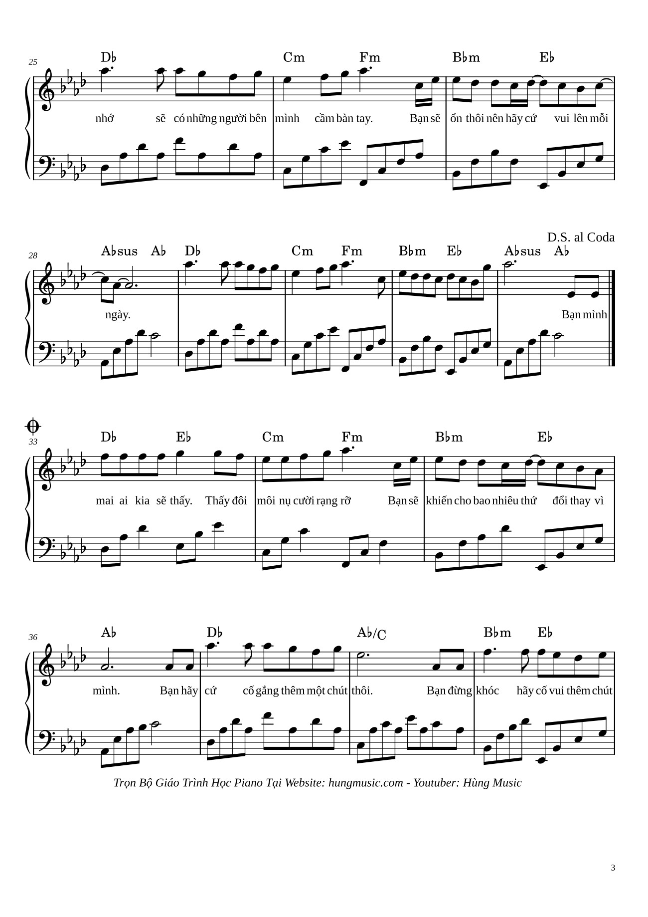 Page 3 of the piano sheet music PDF Piano – Cứ Vui Lên Sheet Piano by Mỹ Tâmi