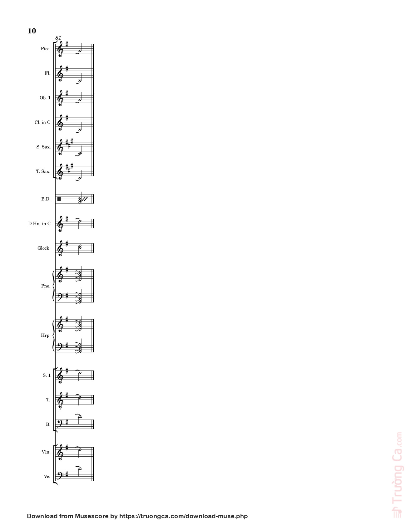 Page 10 of the piano sheet music PDF – Lý Thường Kiệt Hành Khúc Sheet Piano by Lê Hoàng Long