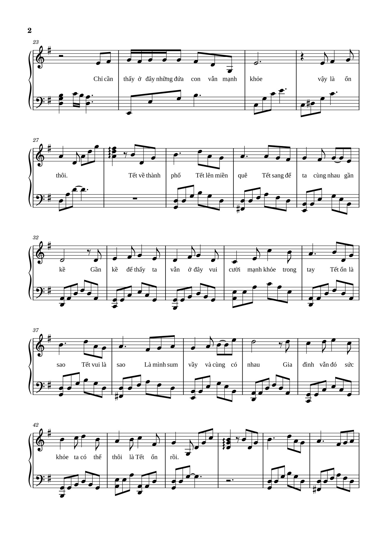 Page 2 of the piano sheet music PDF – TẾT ỔN RỒI Sheet Piano by  Bùi Công Nam
