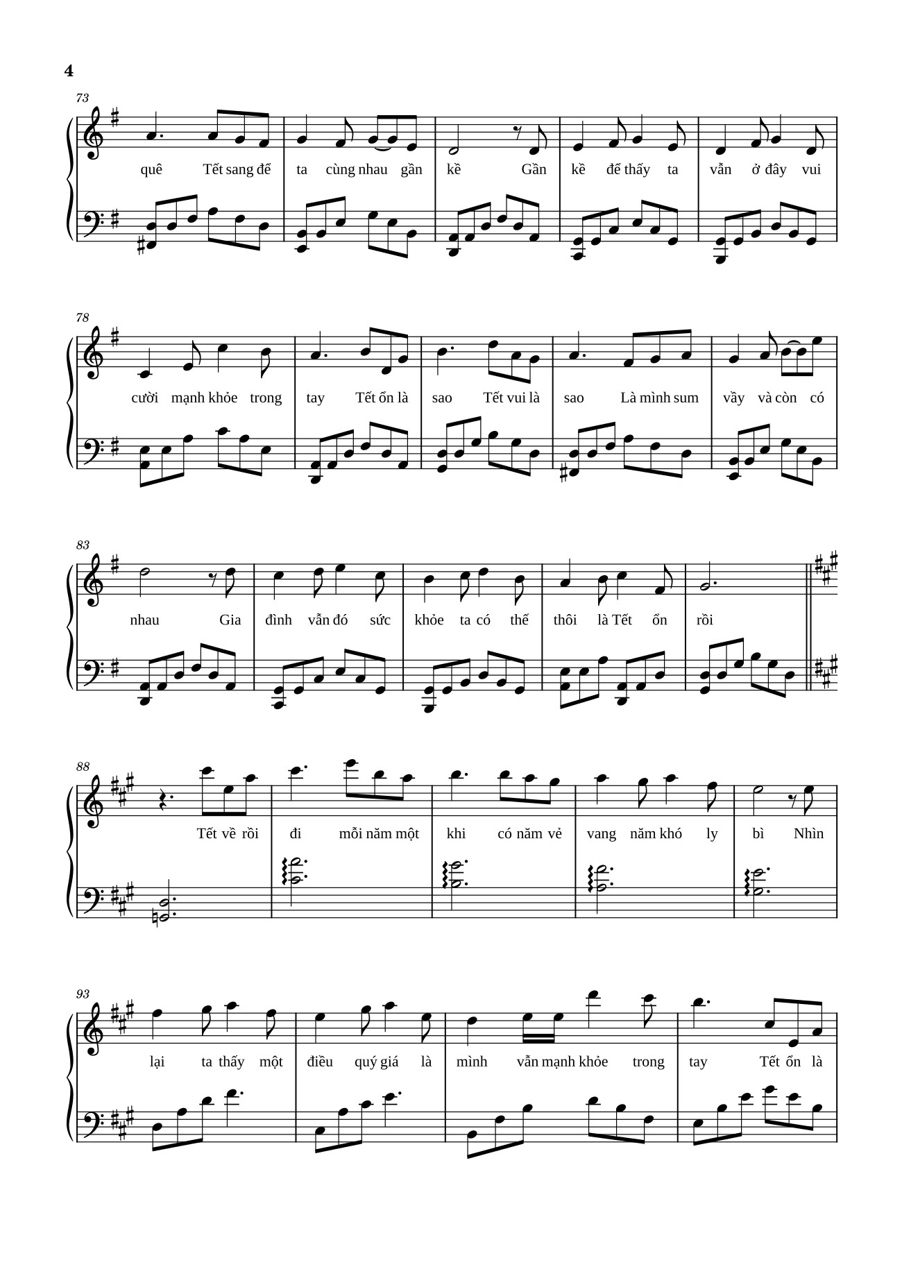 Page 4 of the piano sheet music PDF – TẾT ỔN RỒI Sheet Piano by  Bùi Công Nam