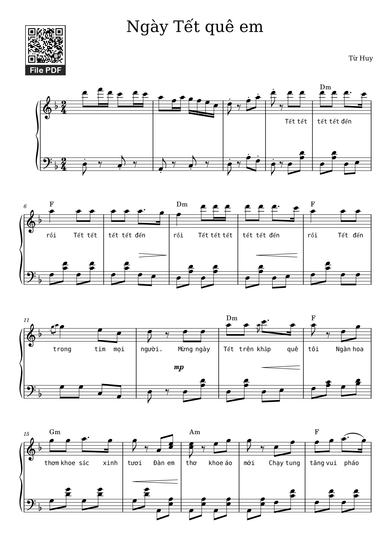 Page 1 of the piano sheet music PDF – Ngày Tết quê em Sheet Piano by Ngo_Duong_Hoang_An