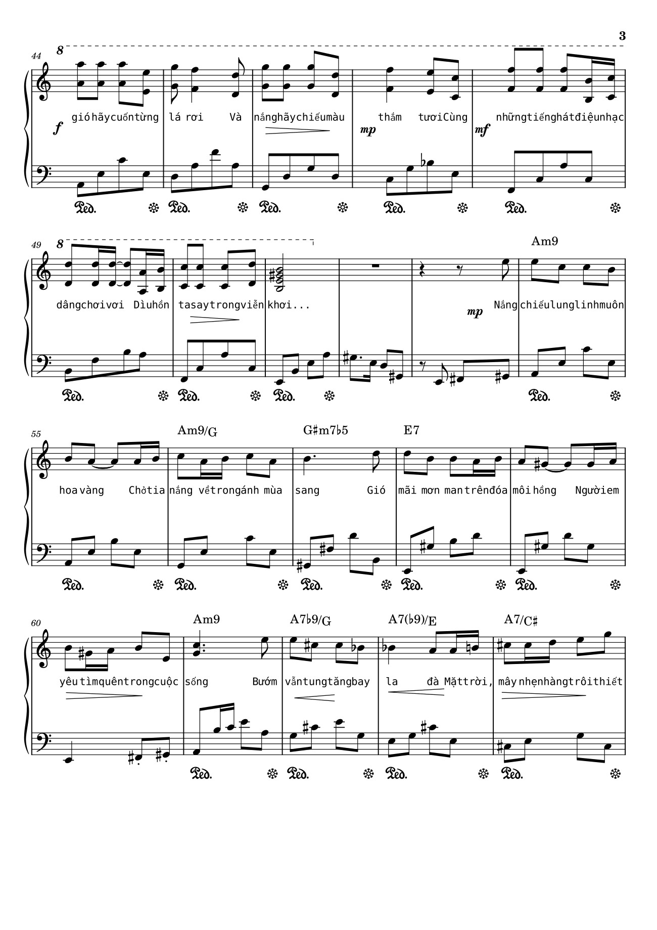 Page 3 of the piano sheet music PDF – Điệp khúc mùa xuân Sheet Piano (Am) by Quốc Dũng