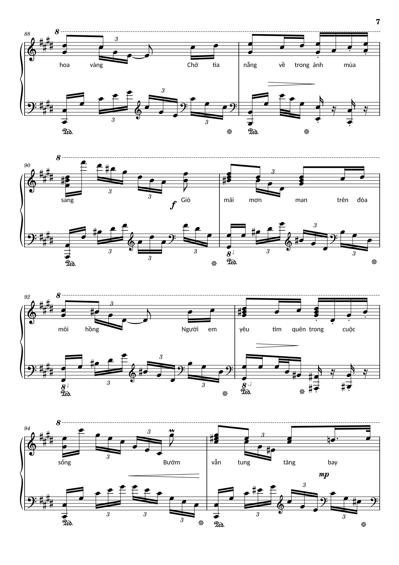 Page 7 of the piano sheet music PDF – Điệp khúc mùa xuân Sheet Piano (C♯m) by Quốc Dũng