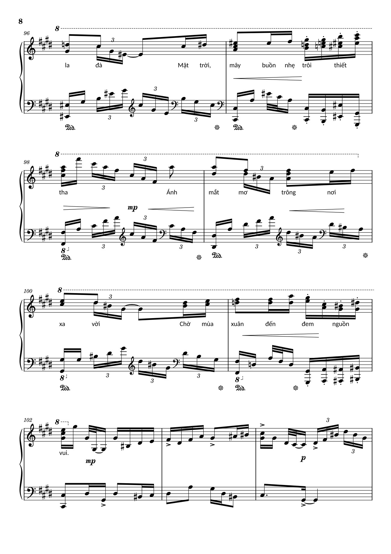 Page 8 of the piano sheet music PDF – Điệp khúc mùa xuân Sheet Piano (C♯m) by Quốc Dũng