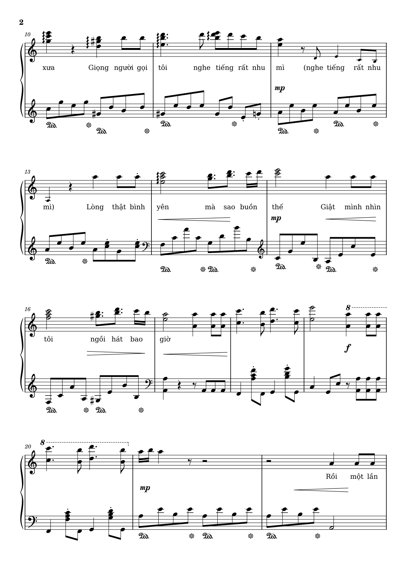 Page 2 of the piano sheet music PDF – Bên đời hiu quạnh Sheet Piano by Trịnh Công Sơn