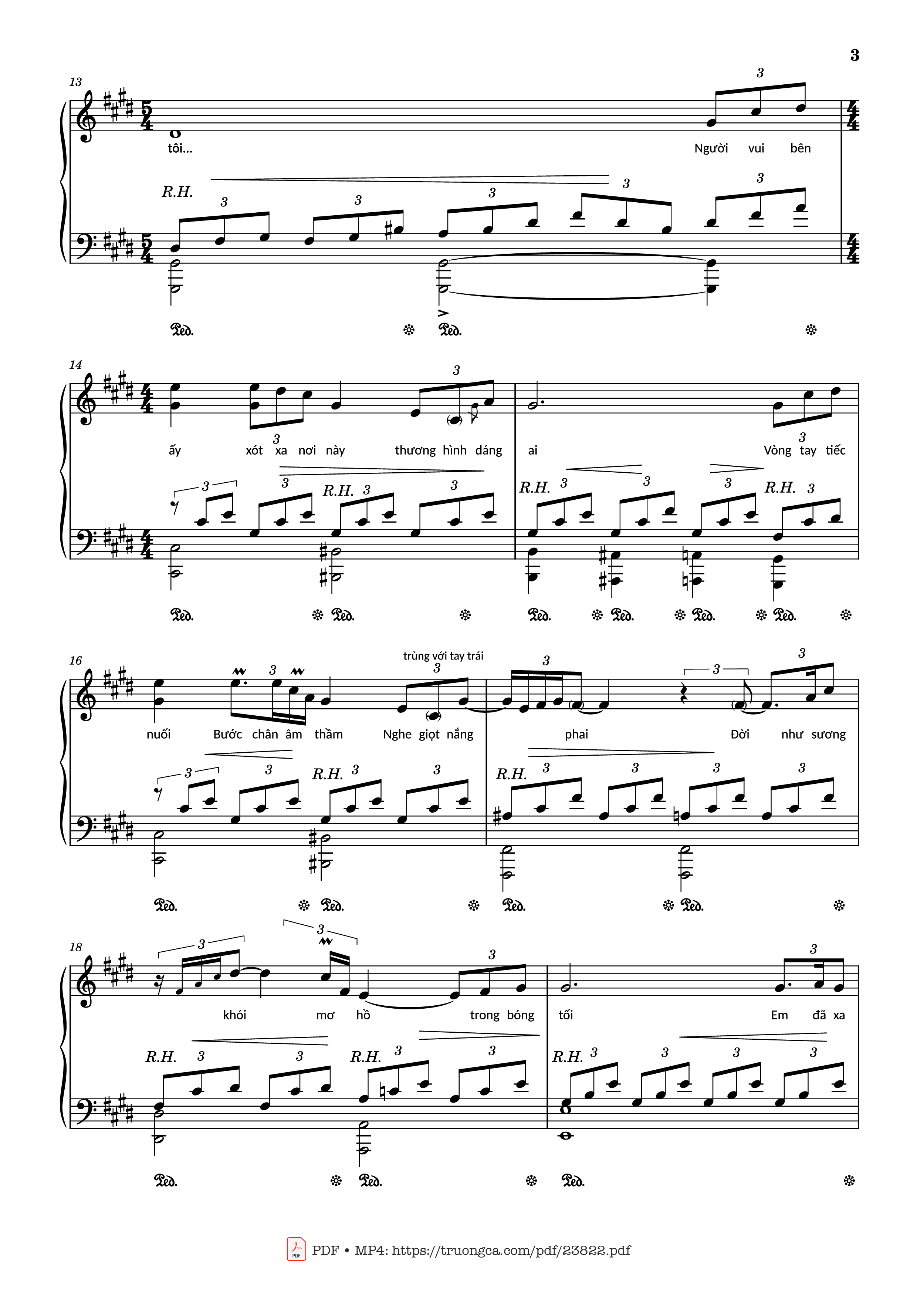 Page 3 of the piano sheet music PDF – Riêng một góc trời Sheet Piano by Ngô Thụy Miên