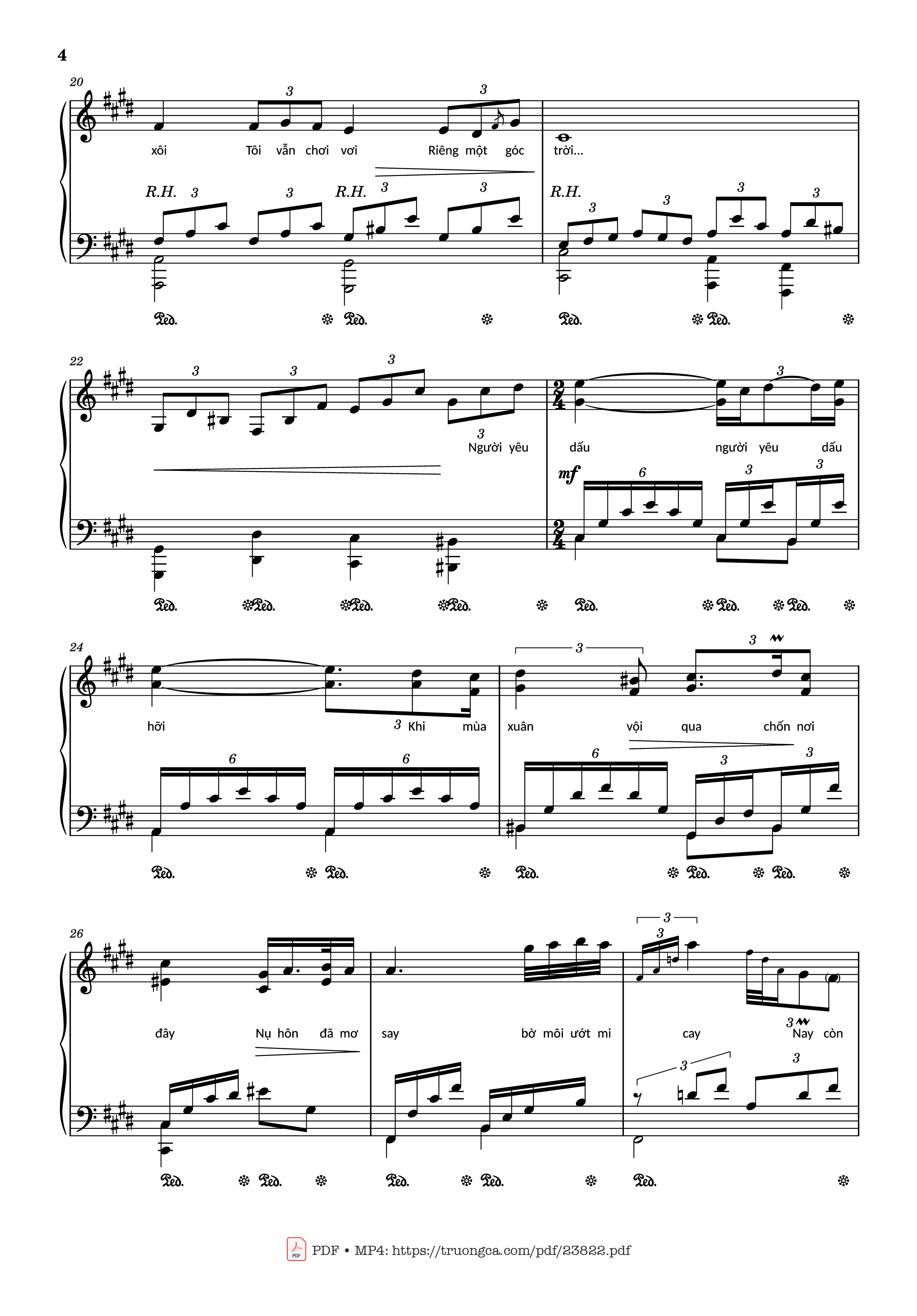 Page 4 of the piano sheet music PDF – Riêng một góc trời Sheet Piano by Ngô Thụy Miên