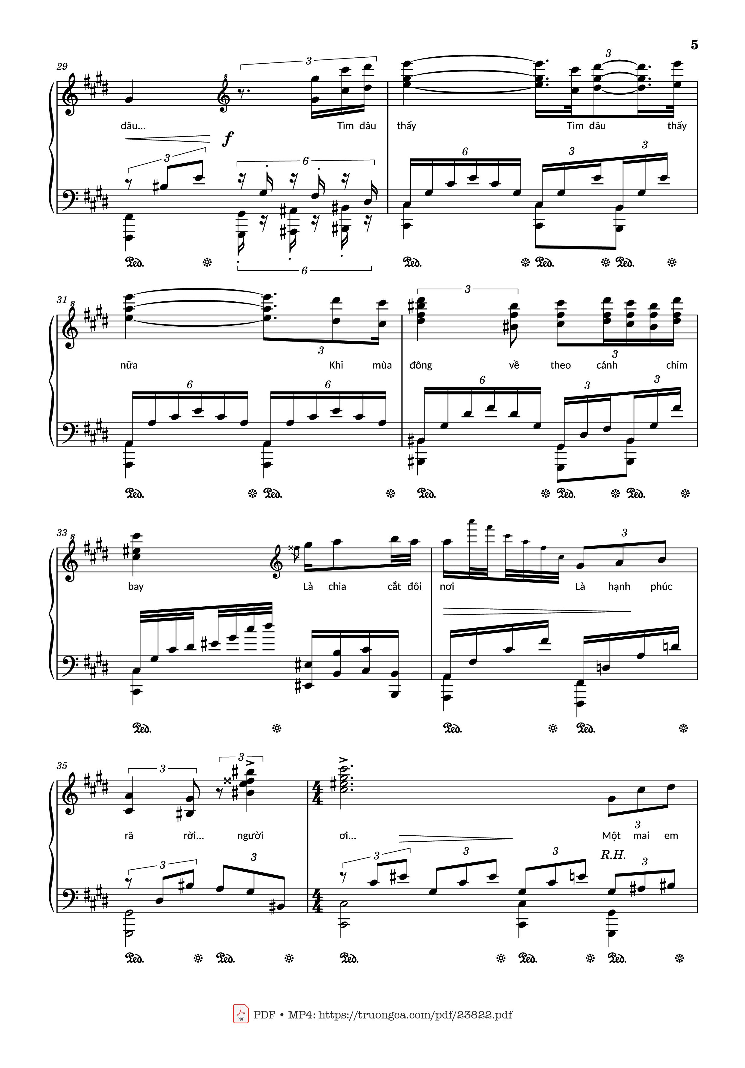Page 5 of the piano sheet music PDF – Riêng một góc trời Sheet Piano by Ngô Thụy Miên