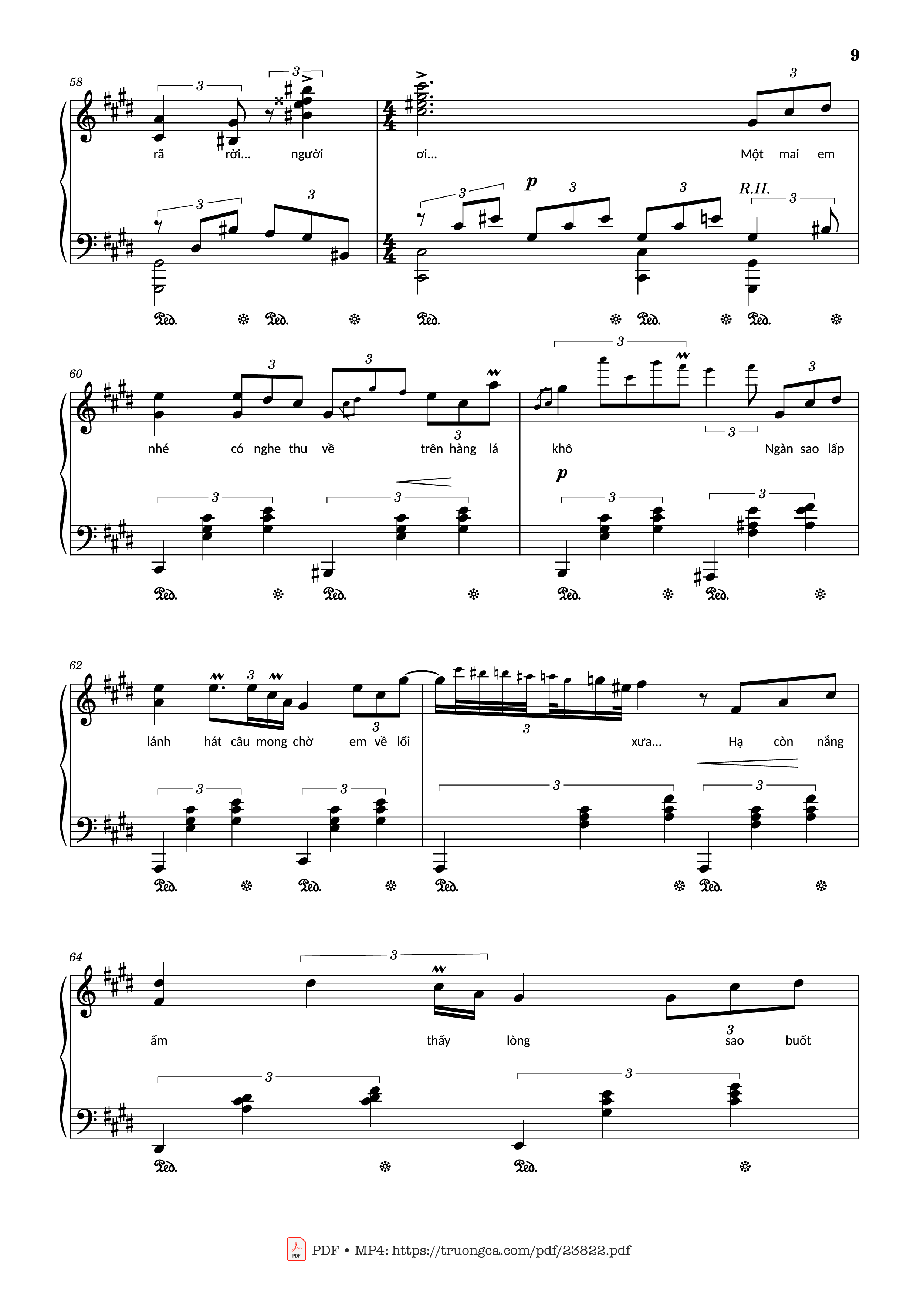 Page 9 of the piano sheet music PDF – Riêng một góc trời Sheet Piano by Ngô Thụy Miên