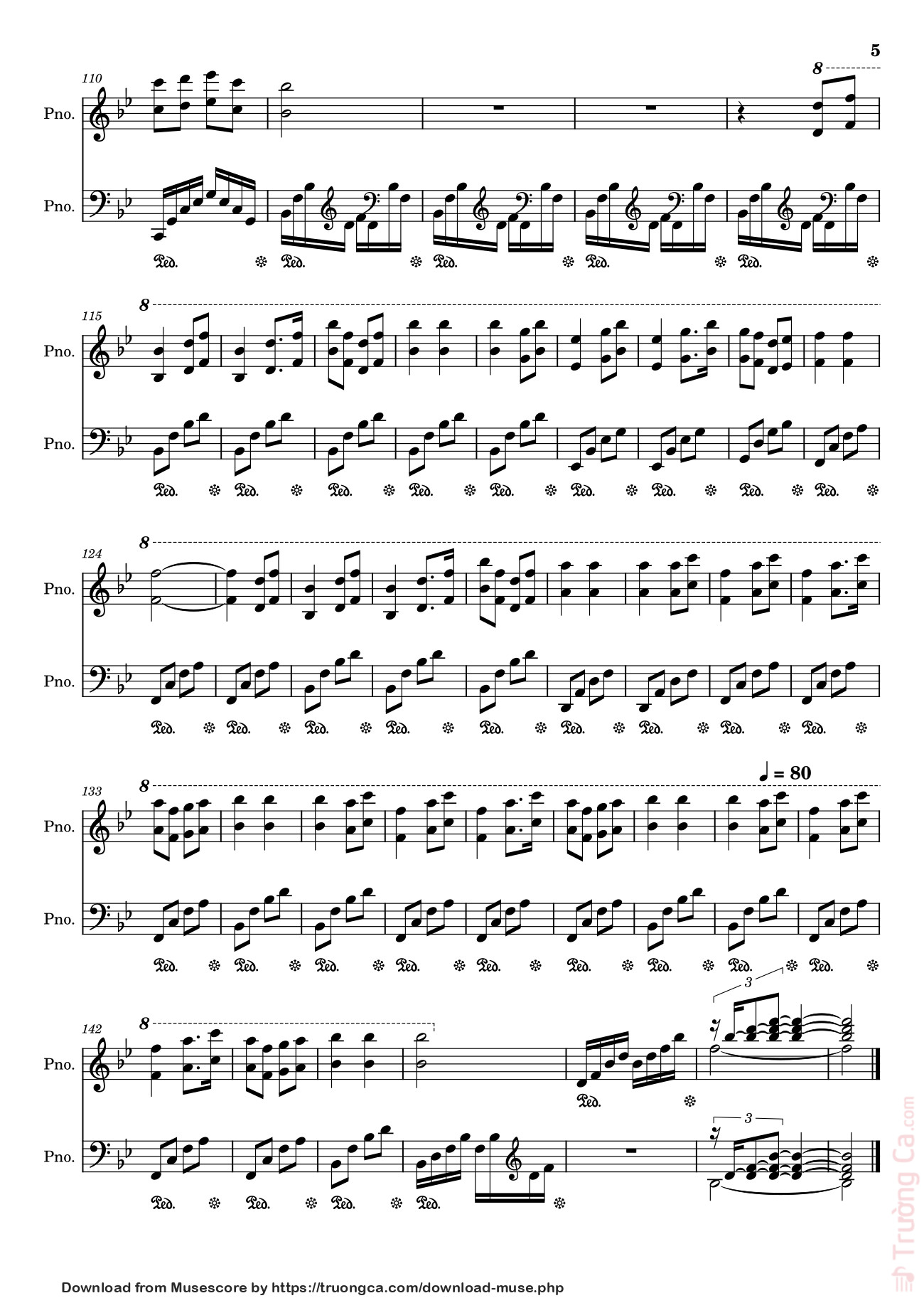 Page 5 of the piano sheet music PDF – Xuân đã về Sheet Piano by Minh Kỳ
