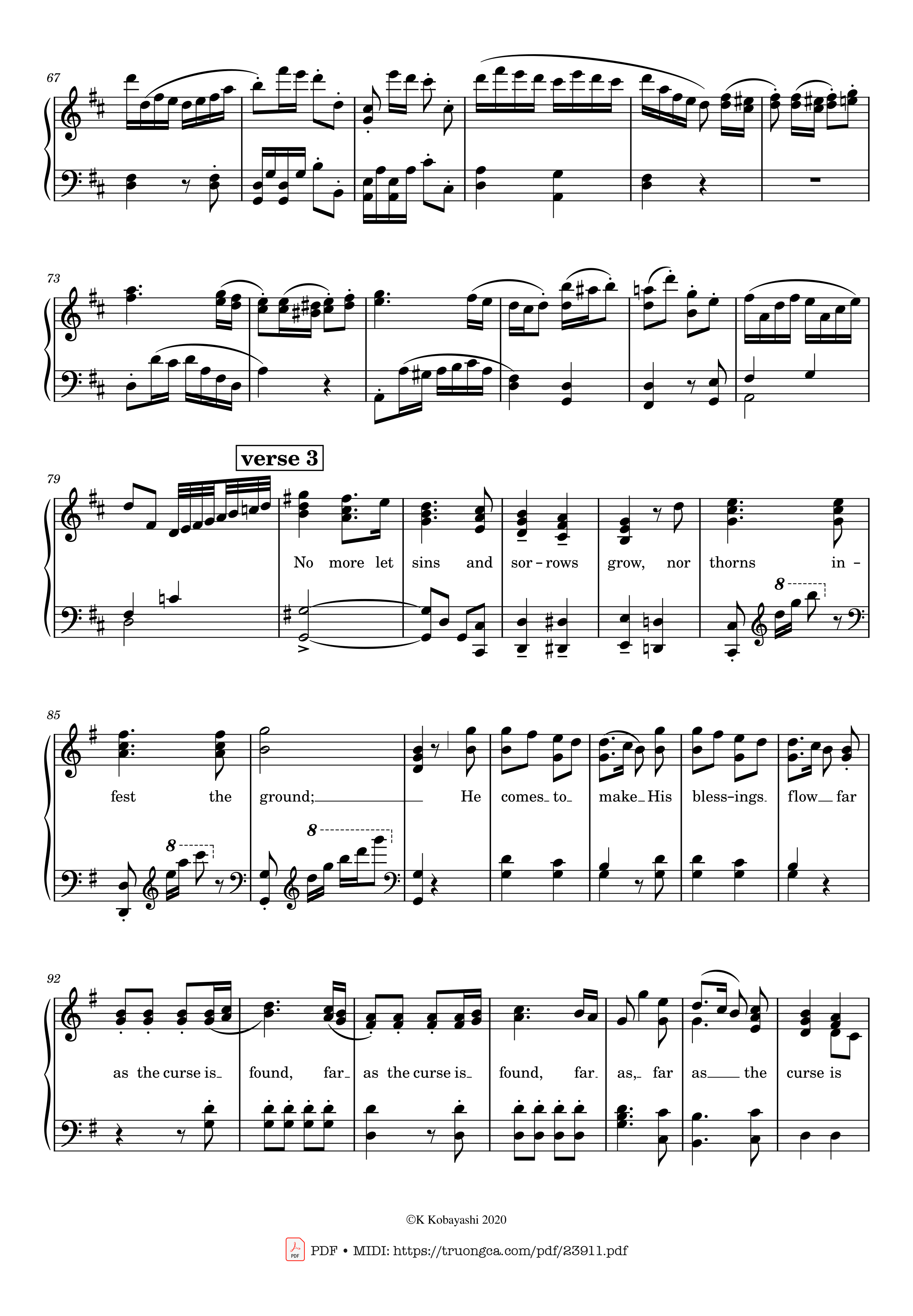 Page 3 of the piano sheet music PDF – Joy to the World! The Lord is come Sheet Piano by Lowell Mason