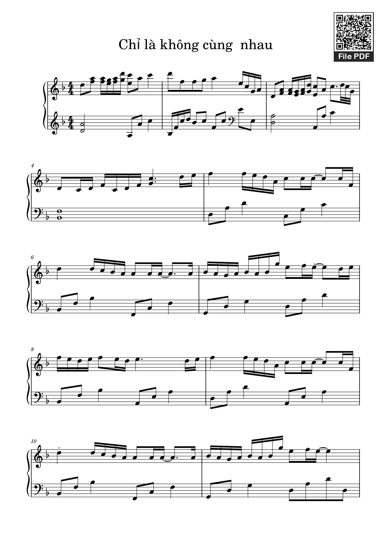 Page 1 of the piano sheet music PDF – Chỉ Là Không Cùng Nhau – 错位时空 - 艾辰 Sheet Piano by Quangducpiano