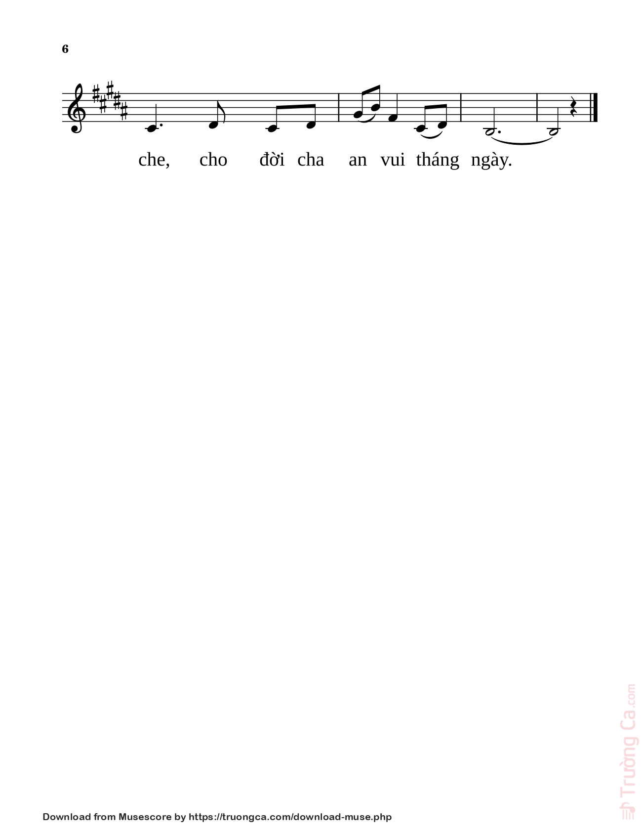 Page 6 of the piano sheet music PDF – Công ơn cha by Anmai