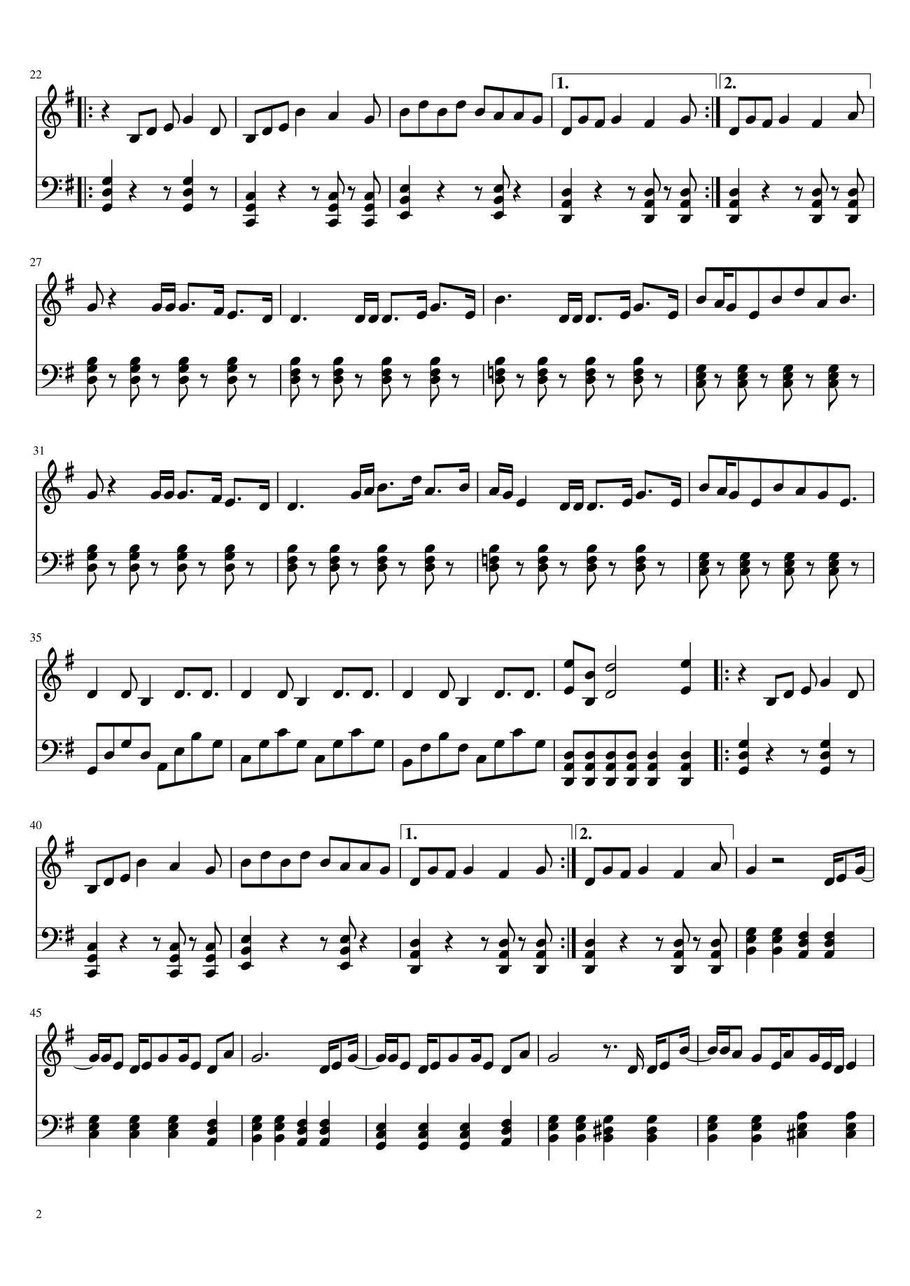 Page 2 of the piano sheet music PDF – Santa Tell Me Arianna Grande Sheet Piano by Samuelwycisk