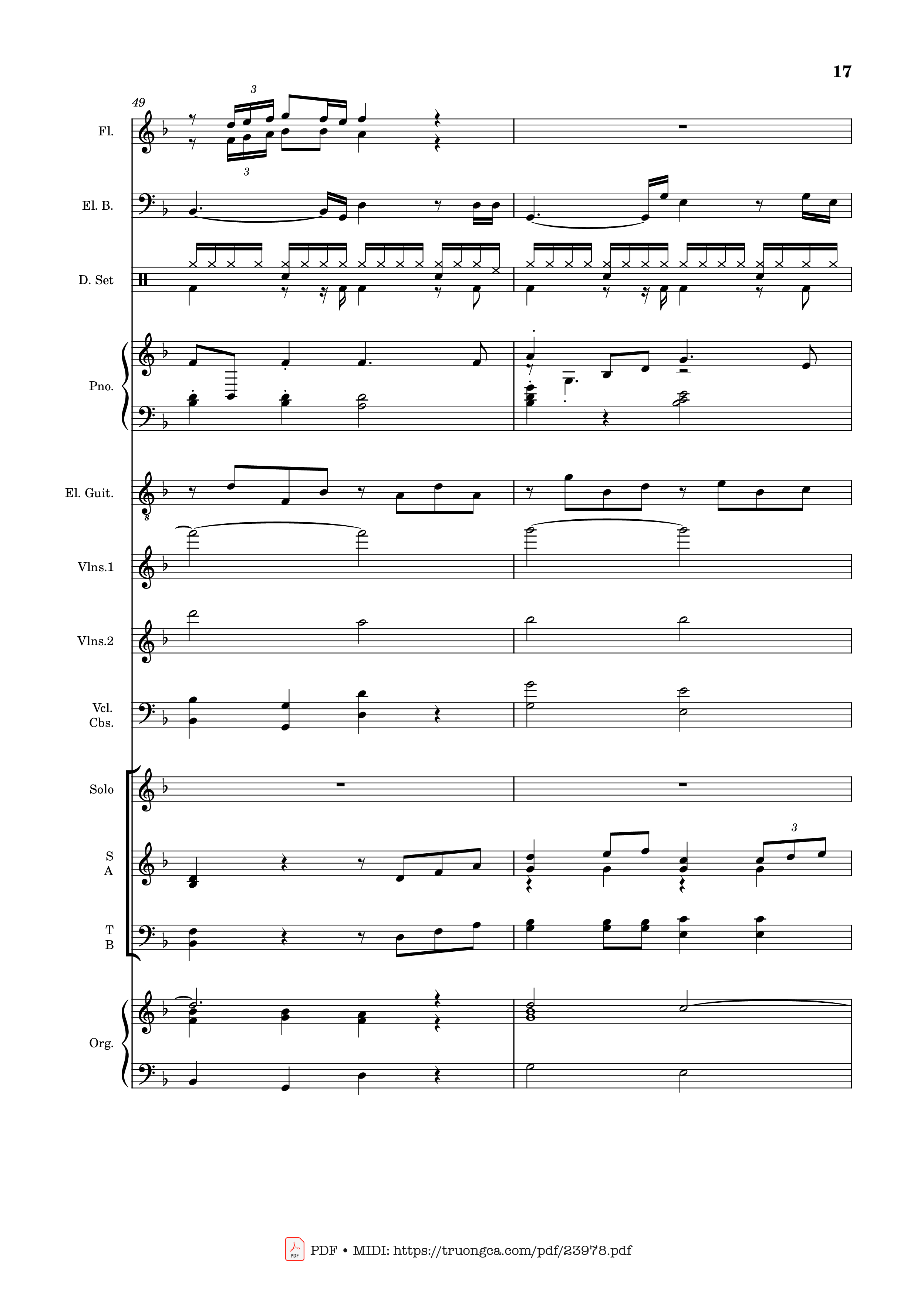 Page 17 of the piano sheet music PDF – MÙA ĐÔNG NĂM ẤY (hợp xướng) by Hoài Đức