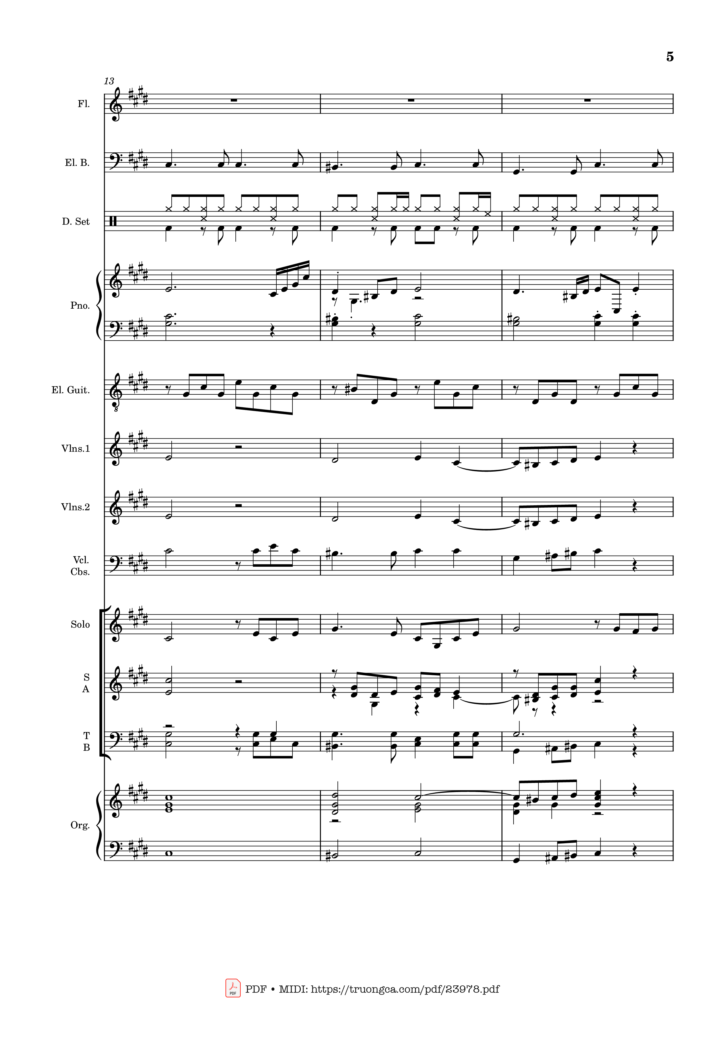 Page 5 of the piano sheet music PDF – MÙA ĐÔNG NĂM ẤY (hợp xướng) by Hoài Đức