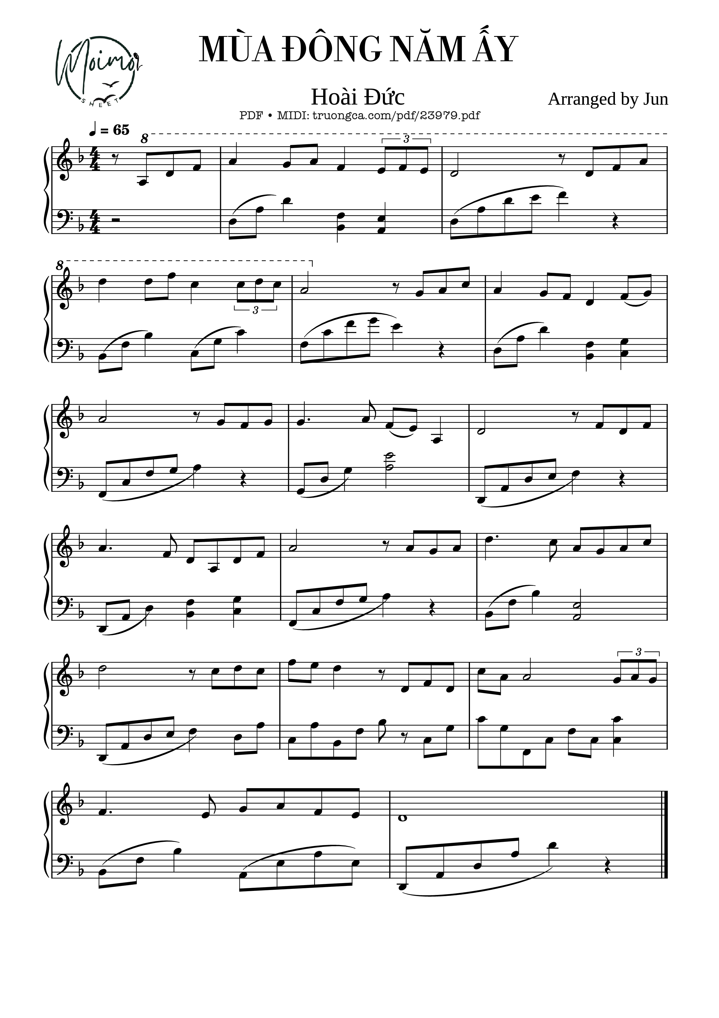 Page 1 of the piano sheet music PDF – Mùa Đông Năm Ấy Sheet Piano by Hoài Đức