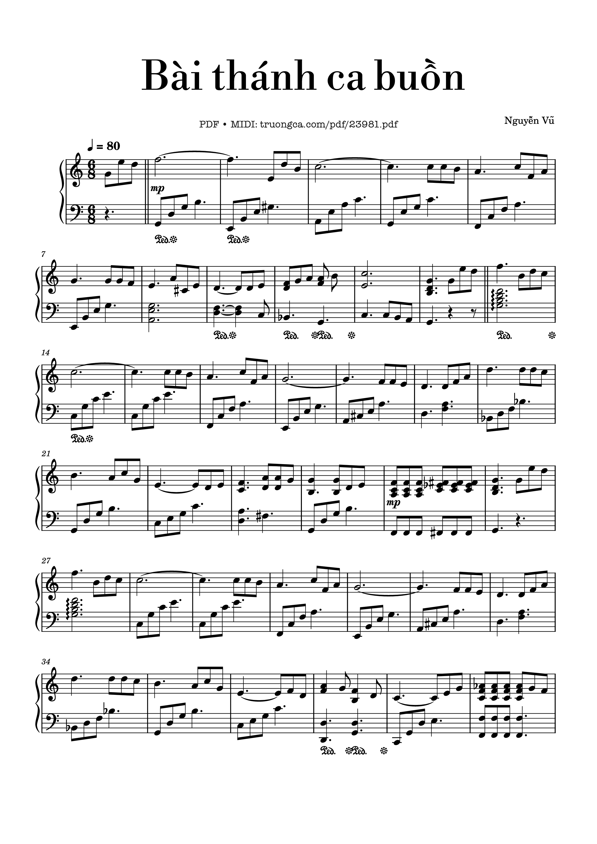 Page 1 of the piano sheet music PDF – Bài thánh ca buồn Sheet Piano by Tungpham1969