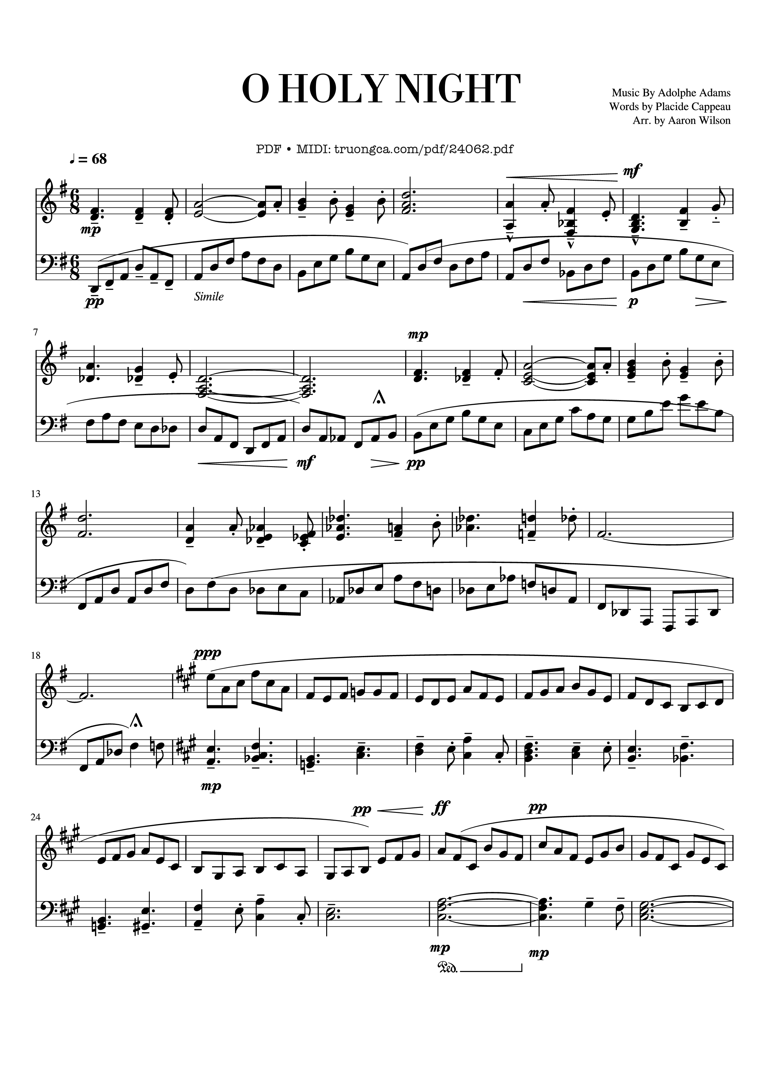 Page 1 of the piano sheet music PDF – O Holy Night Sheet Piano by Amw1296