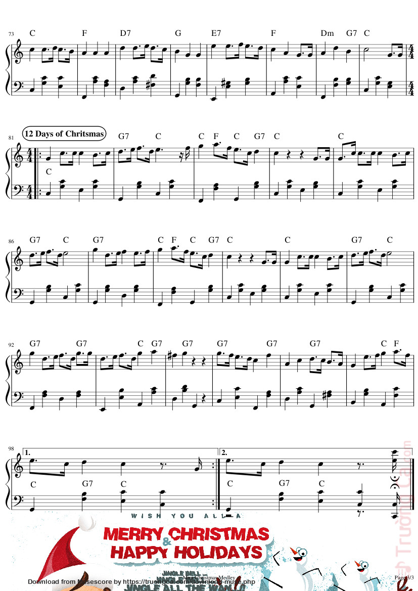 Page 3 of the piano sheet music PDF – Mini Christmas Medley Sheet Piano by ReVl27