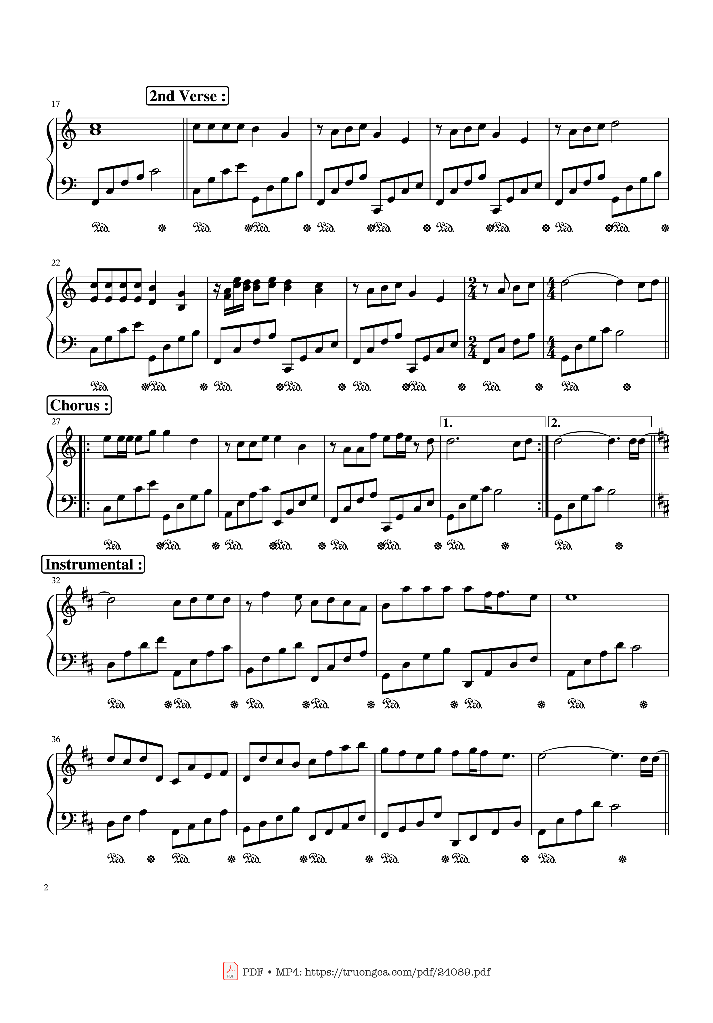 Page 2 of the piano sheet music PDF – Beautiful In White Sheet Piano by WestLife